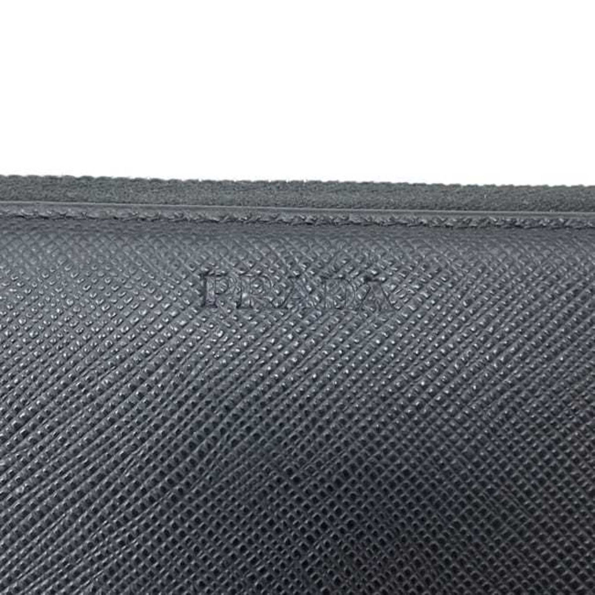 Prada Saffiano Black Nero Leather Long Wallet (Bi-Fold) (Pre-Owned)