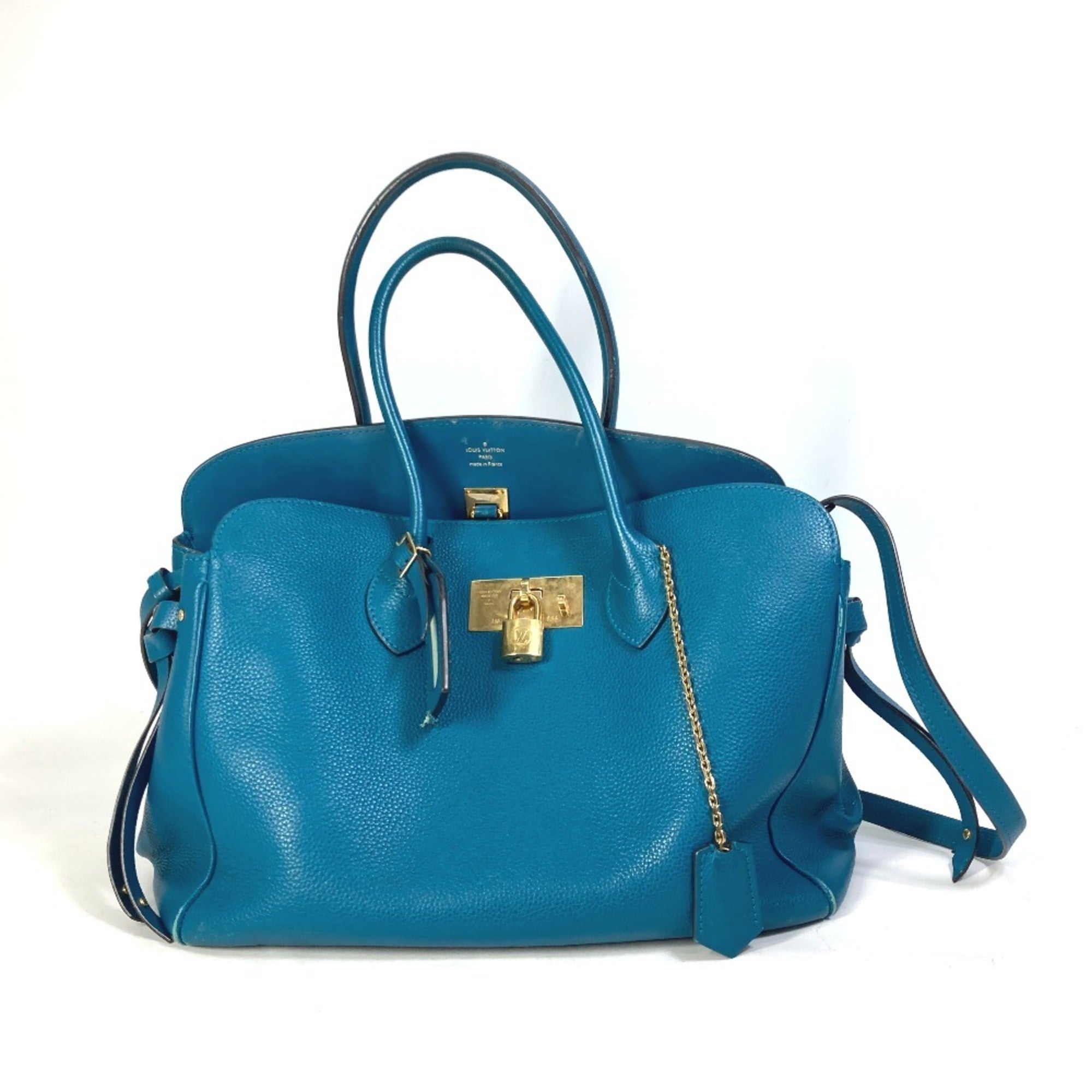 Louis Vuitton Blue Leather Handbag Shoulder Bag Tote Bag (Pre-Owned)