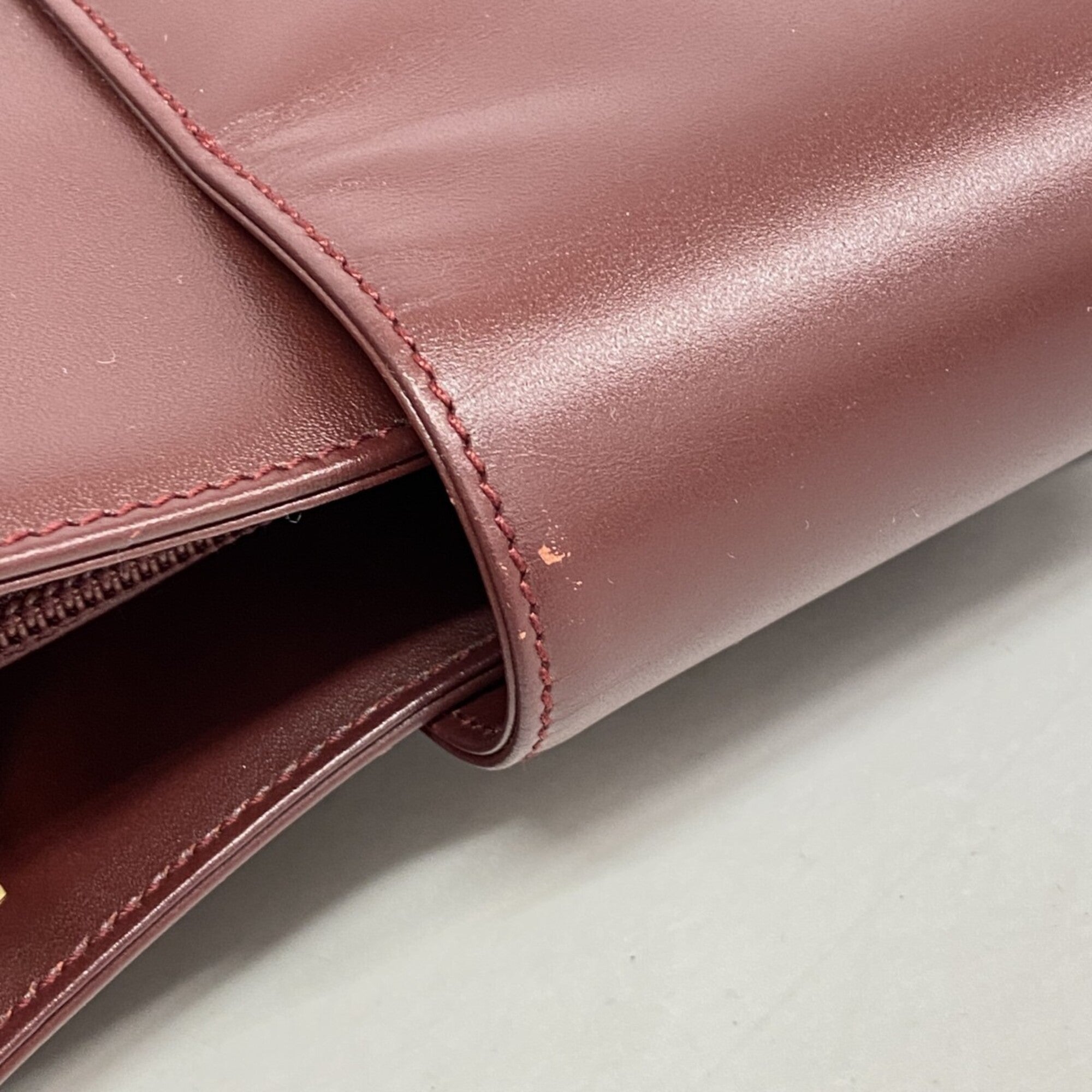 Cartier Bordeaux Leather Shoulder Bag (Pre-Owned)