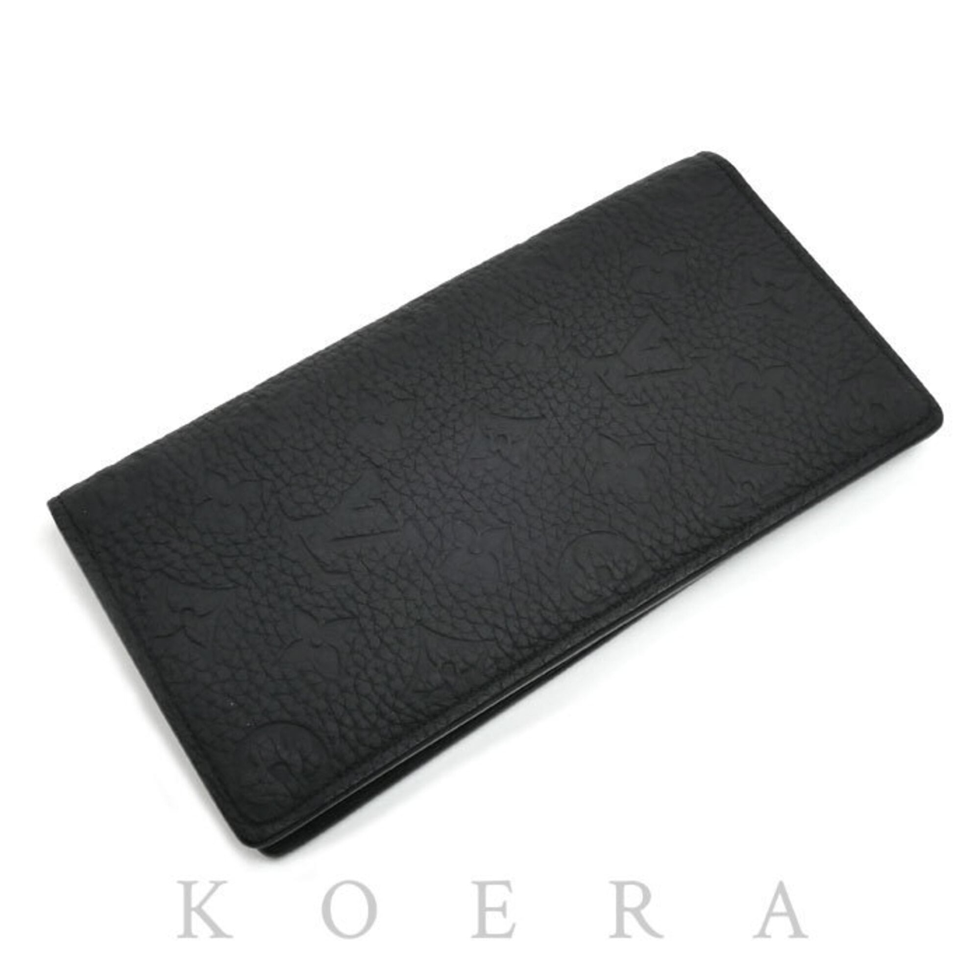 Louis Vuitton Noir Leather Long Wallet (Bi-Fold) (Pre-Owned)