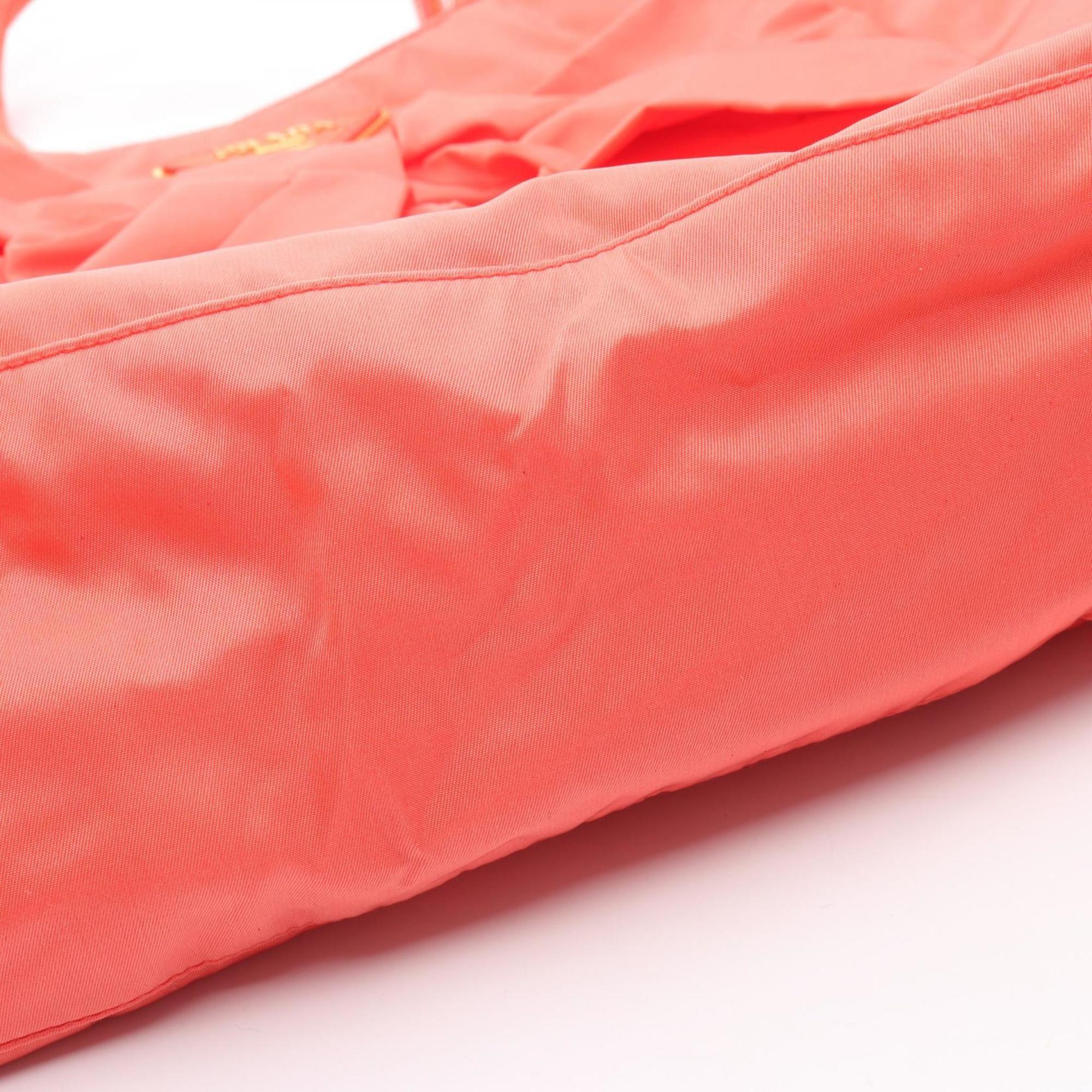 Prada Orange Nylon Patent Leather Handbag Tote Bag (Pre-Owned)