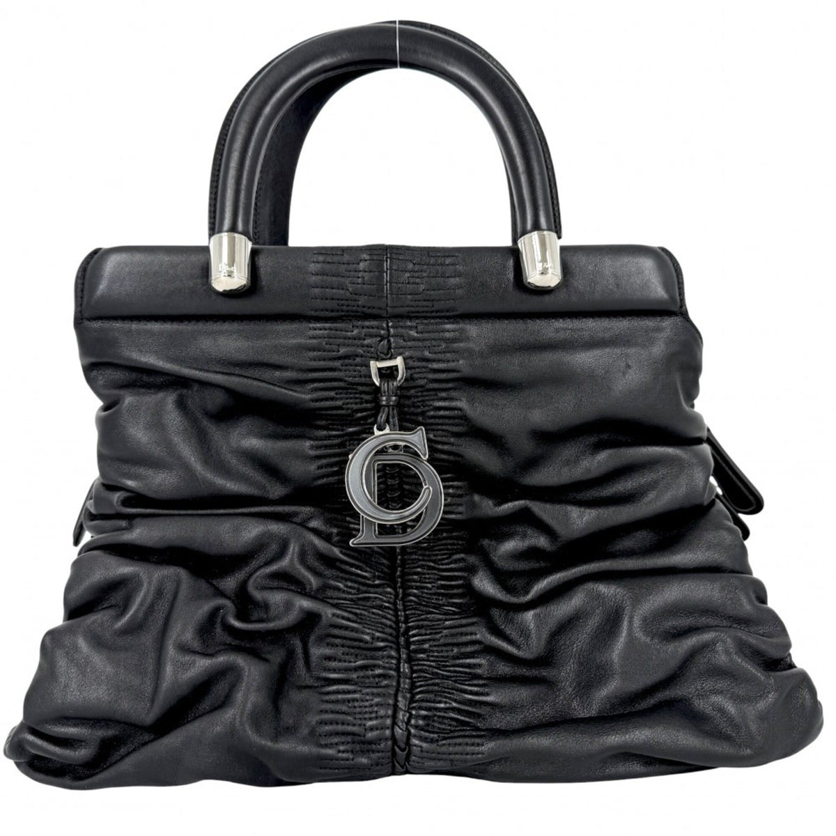 Christian Dior Black White Leather Handbag (Pre-Owned)