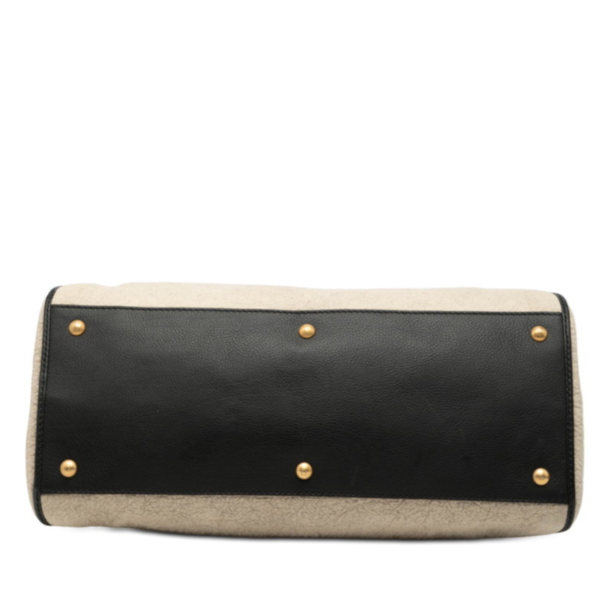 Fendi Beige Pile Fabric Leather Handbag (Pre-Owned)