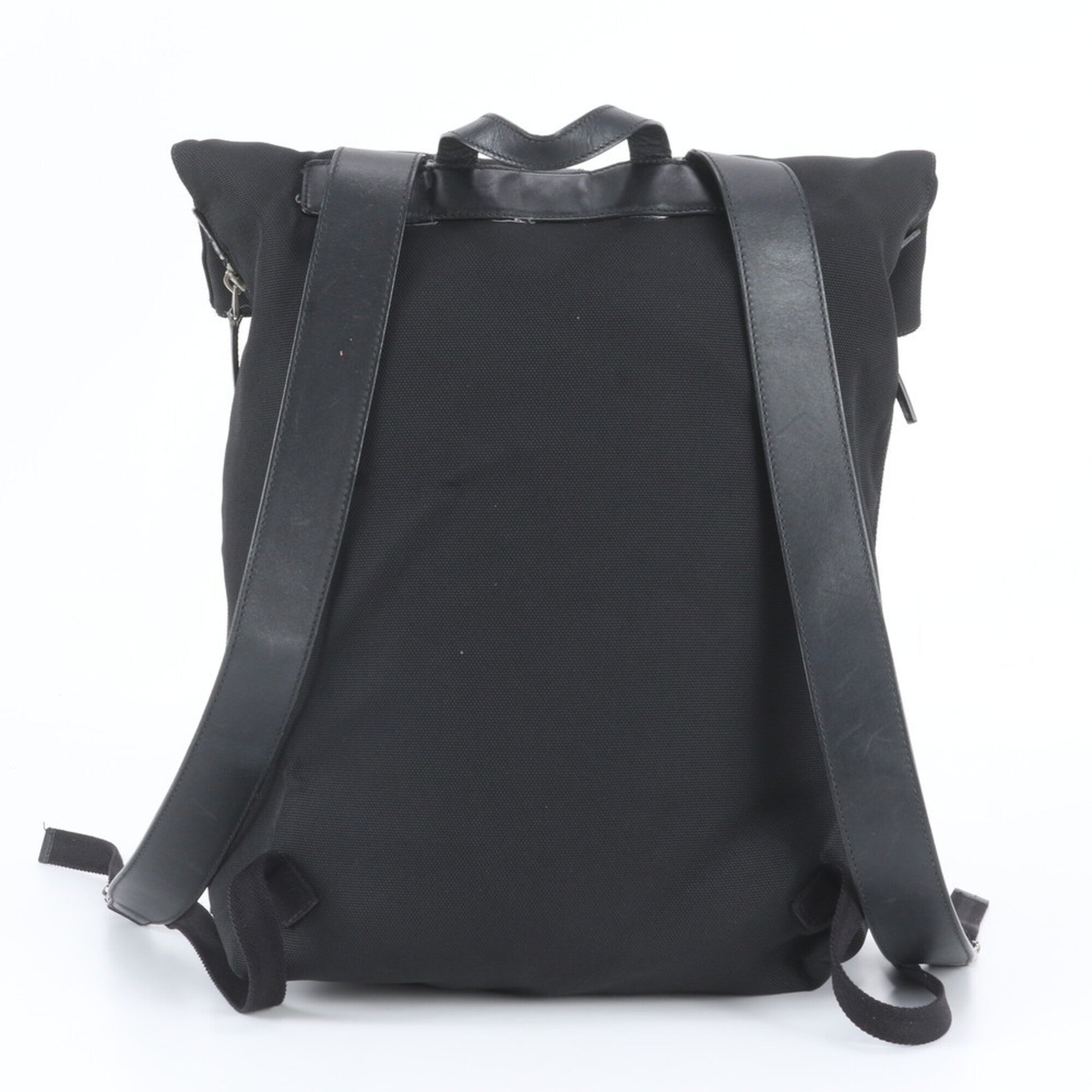 Gucci Black Leather Canvas Backpack Shoulder Bag (Pre-Owned)