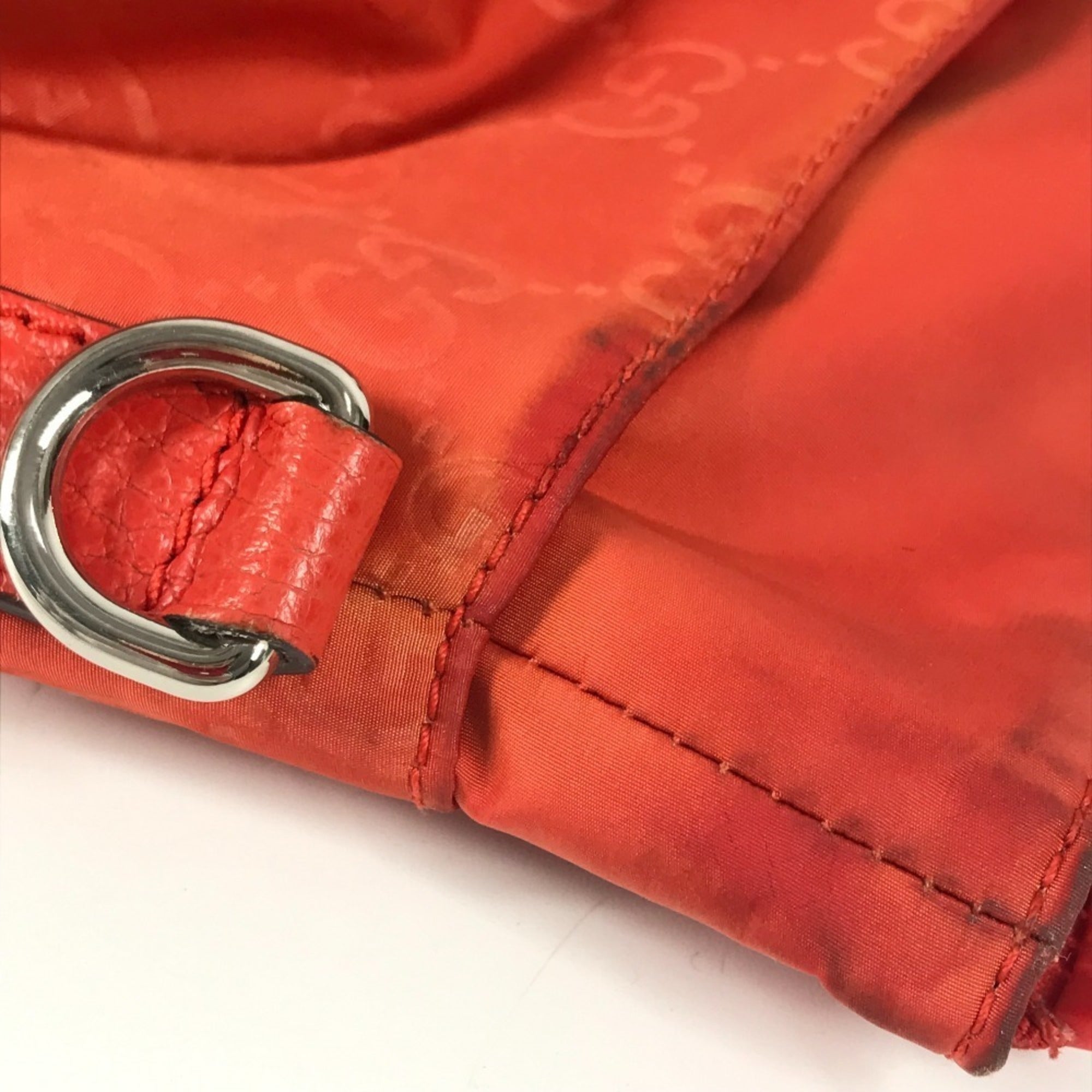 Gucci Orange Nylon Handbag Shoulder Bag Tote Bag (Pre-Owned)