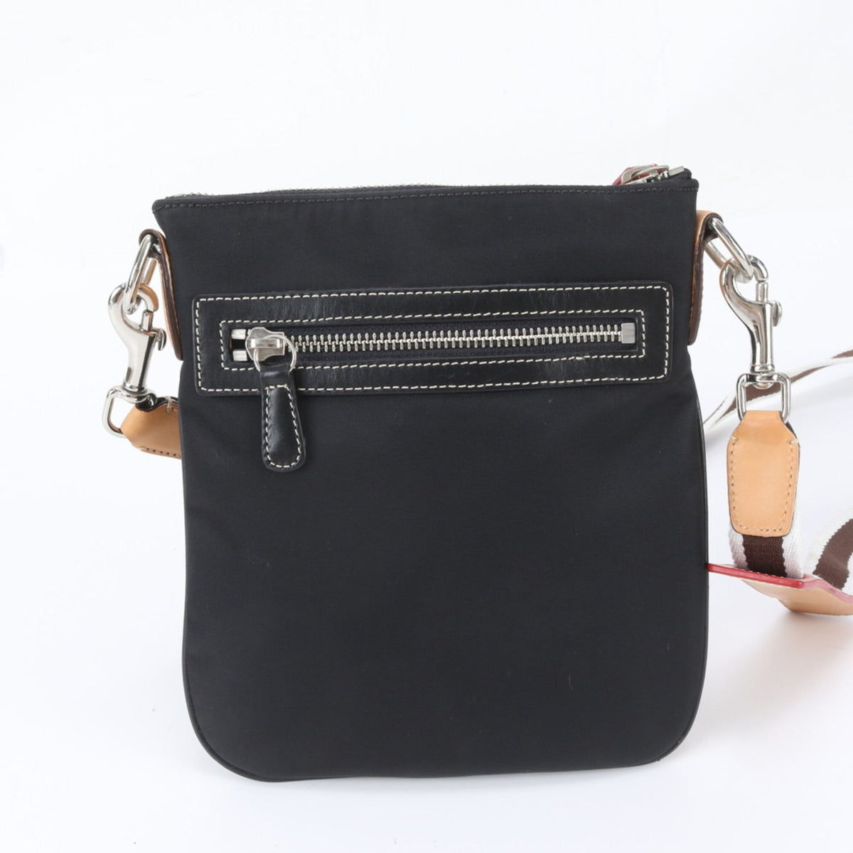 Coach Black Leather Nylon Messenger Bag Shoulder Bag (Pre-Owned)
