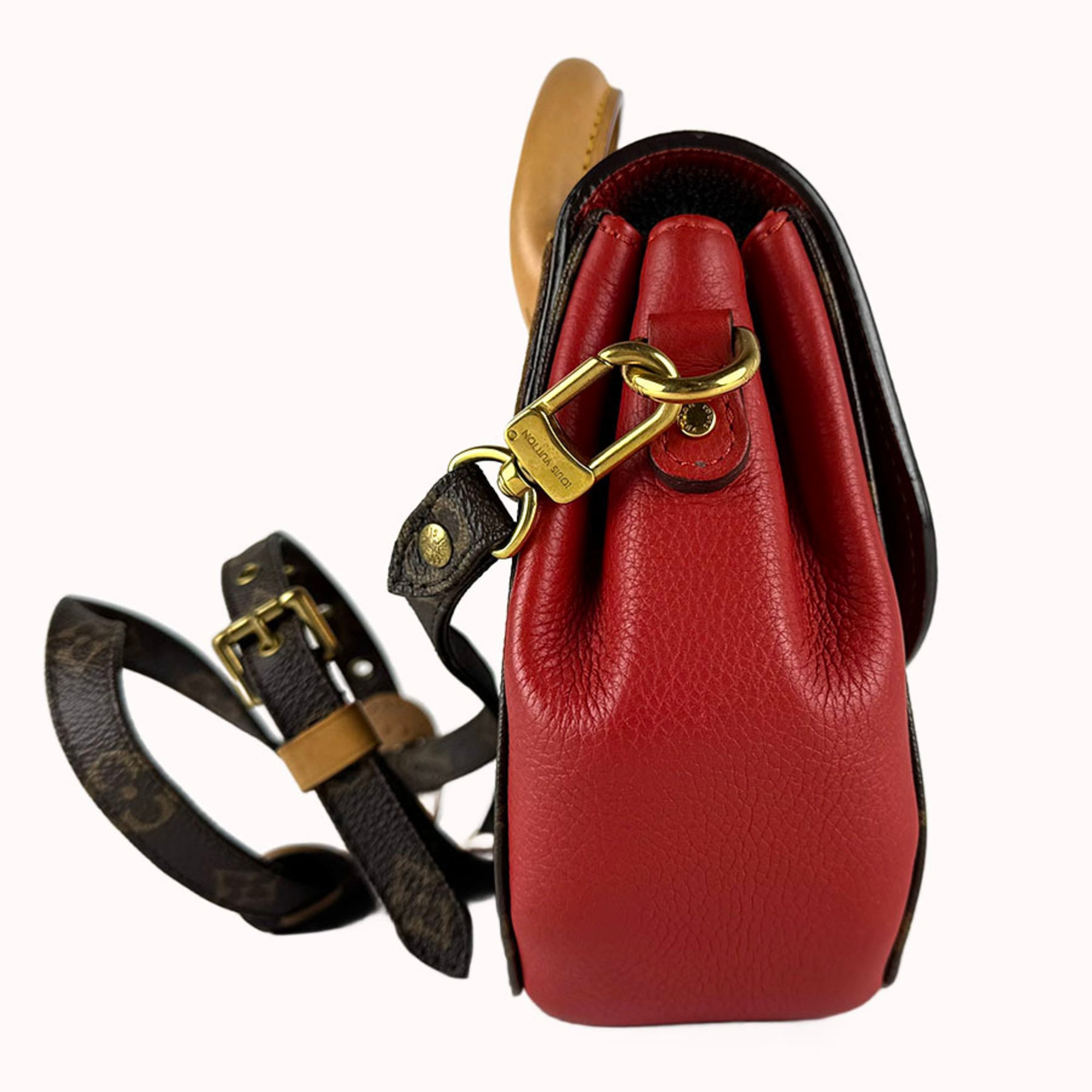 Louis Vuitton Brown Monogram Red Color Monogram Leather Shoulder Bag (Pre-Owned)