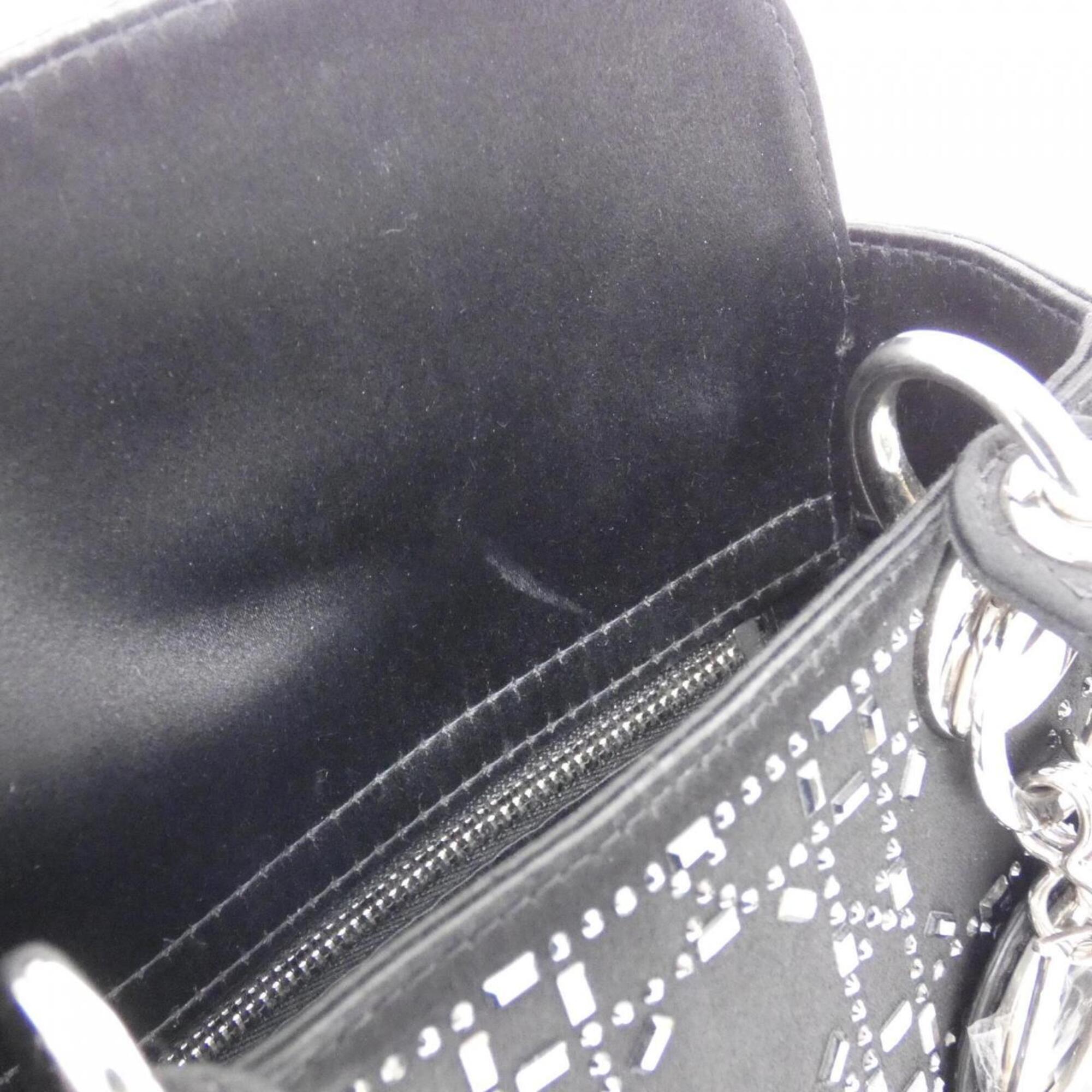 Christian Dior Black White Satin Handbag (Pre-Owned)