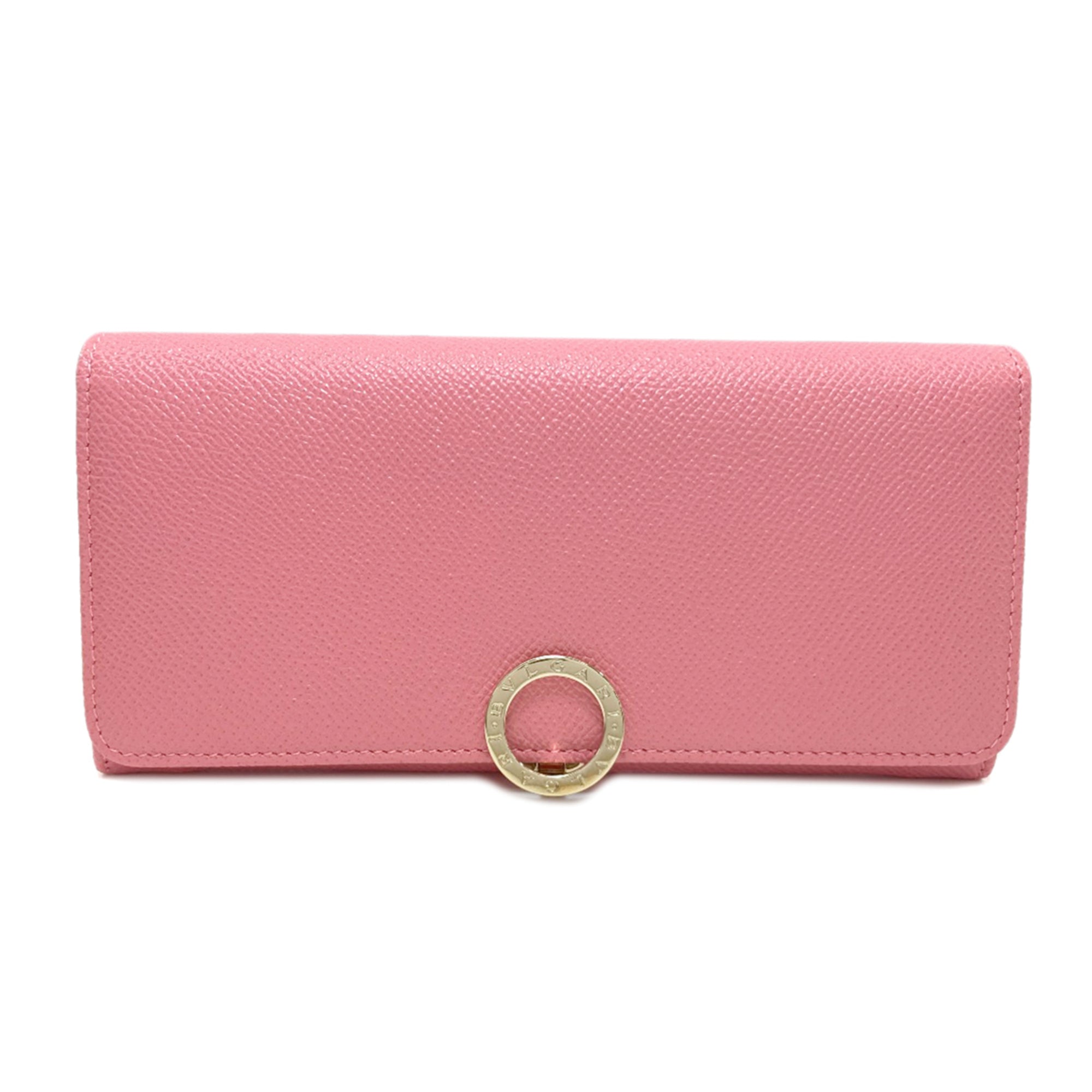 Bvlgari Pink Leather Long Wallet (Bi-Fold) (Pre-Owned)