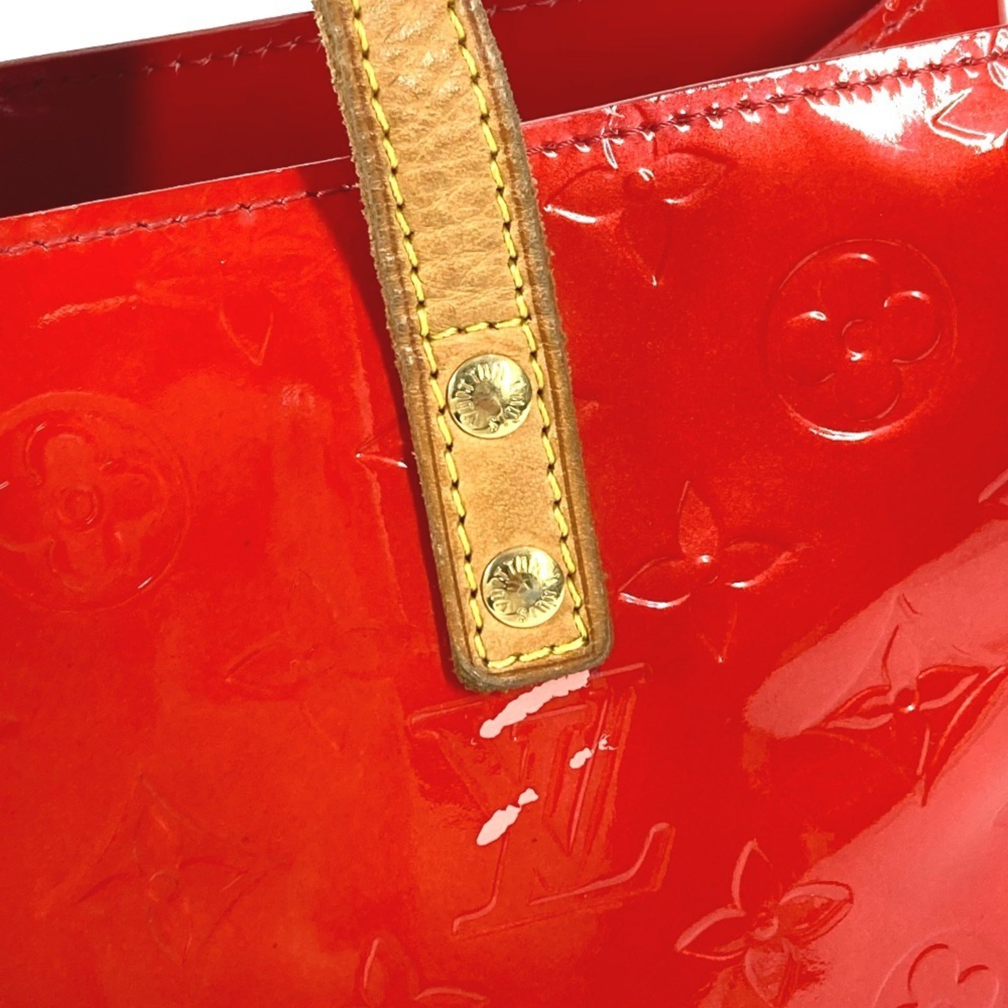 Louis Vuitton Red Color Monogram Vernis Handbag Tote Bag (Pre-Owned)