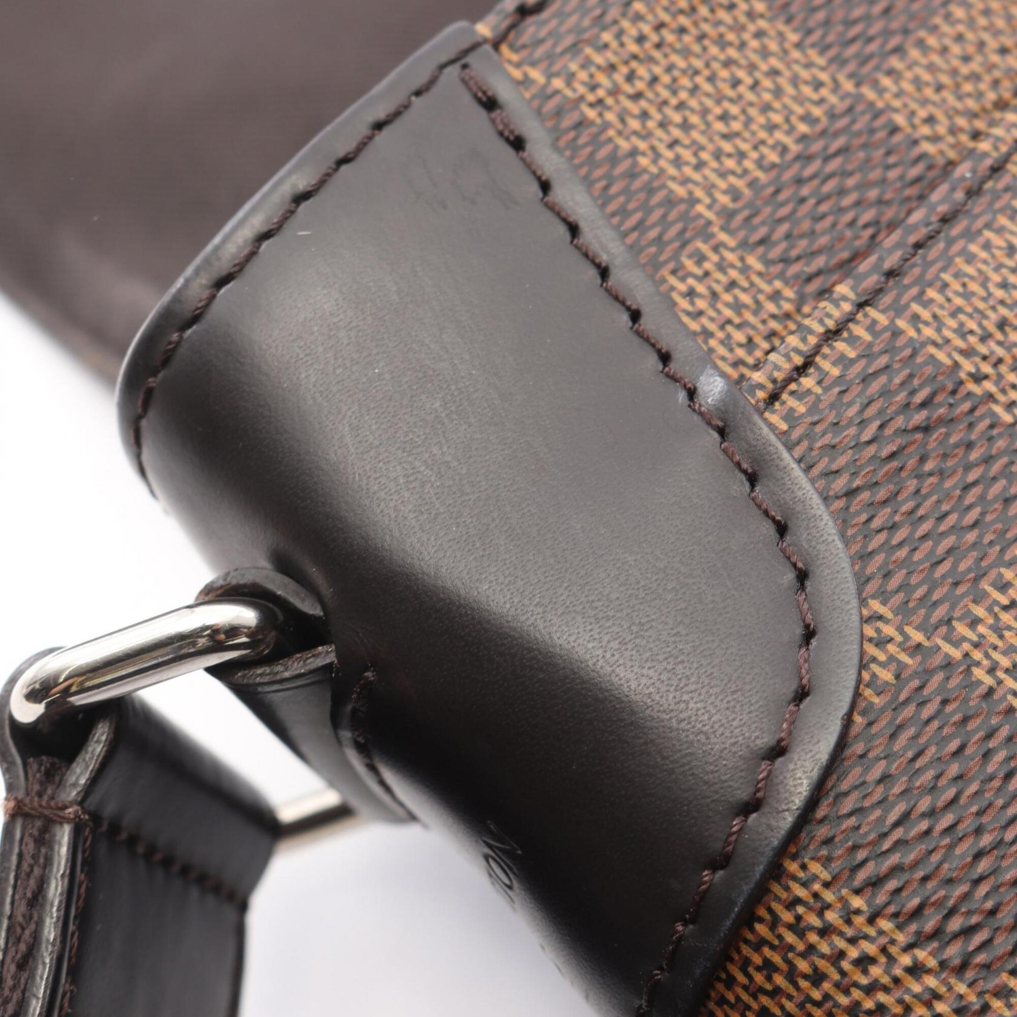 Louis Vuitton Black Brown Damier Canvas Coated Canvas Leather Handbag Shoulder Bag (Pre-Owned)
