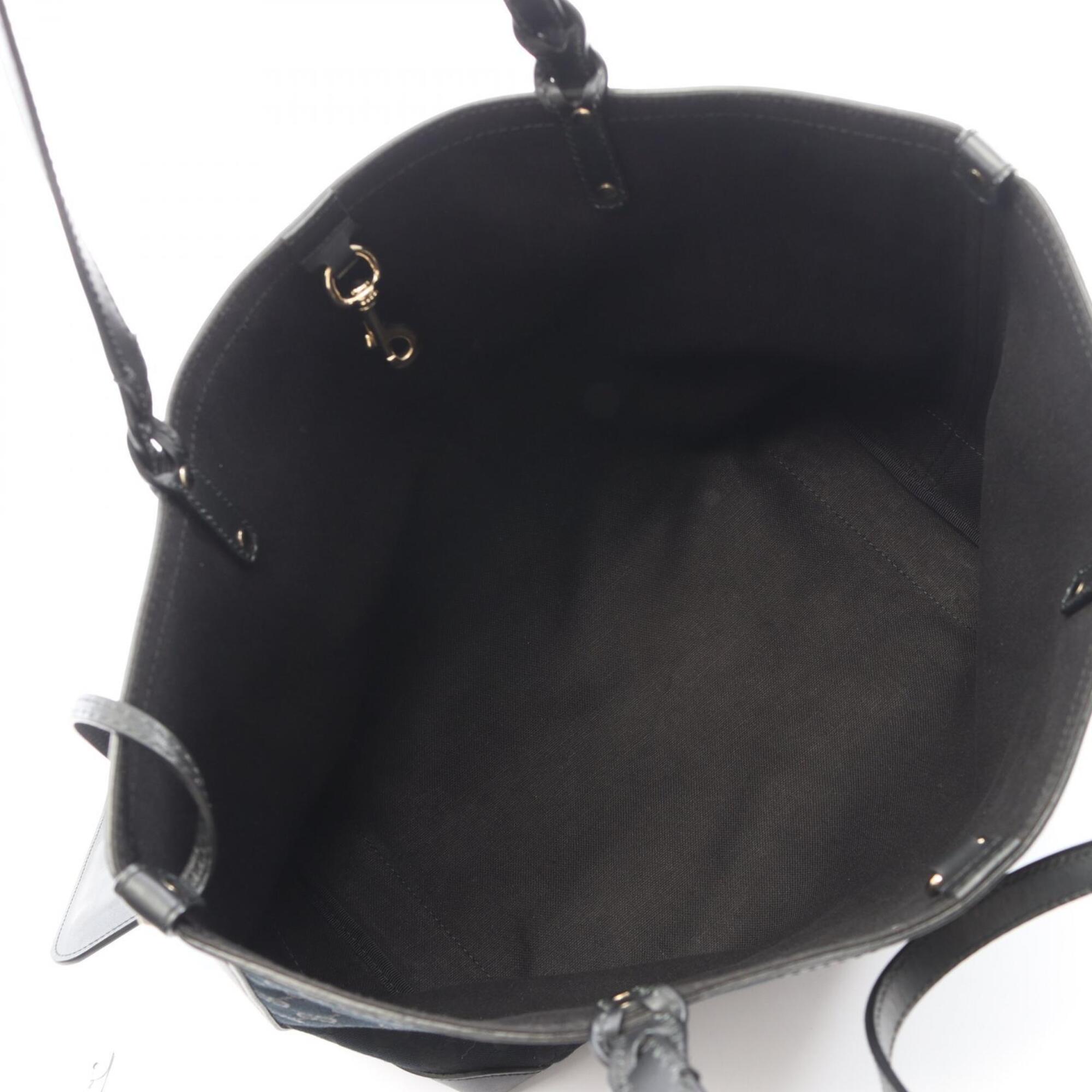 Gucci Black Canvas Leather Handbag Pouch Tote Bag (Pre-Owned)