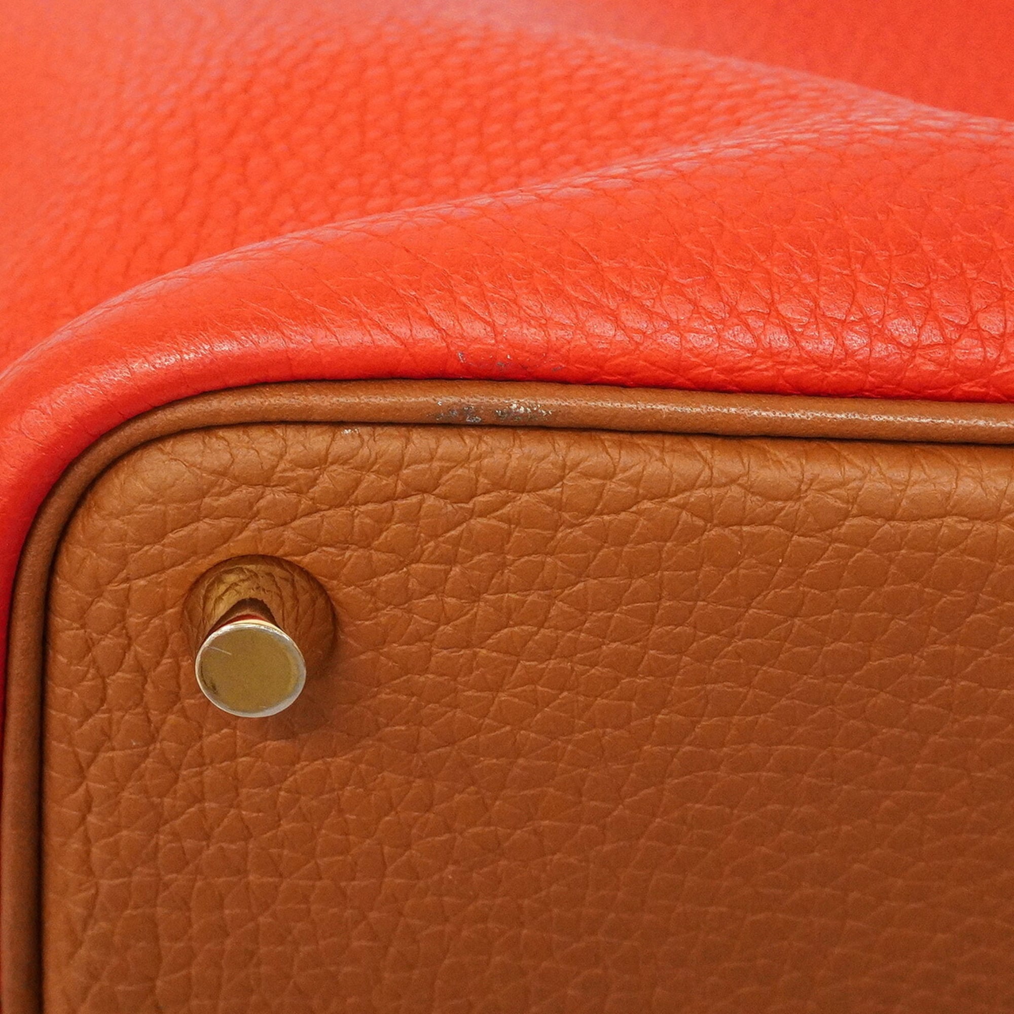 Hermes Gold Taurillon Clemence Leather Handbag (Pre-Owned)
