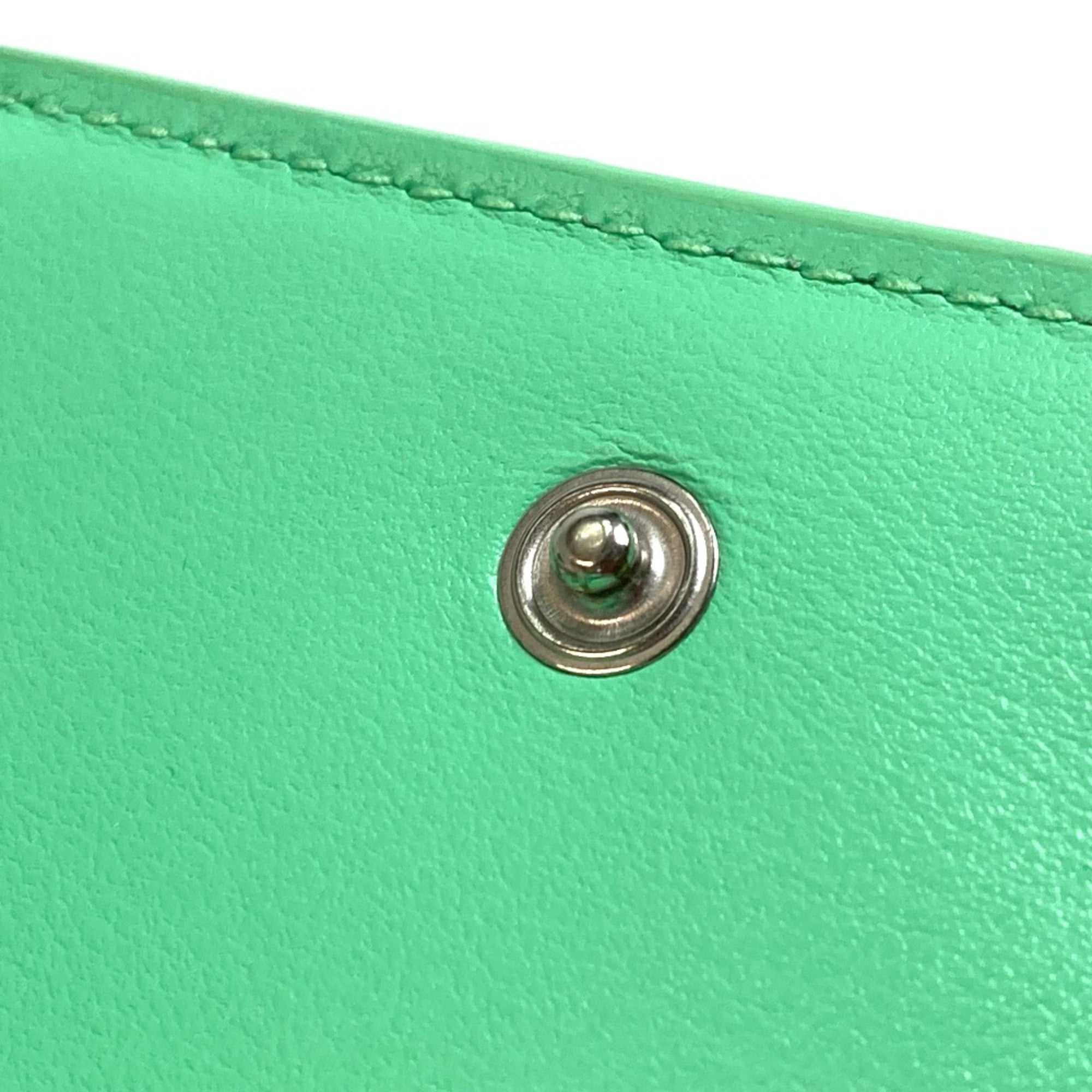 Bottega Veneta Green Leather Wallet (Tri-Fold) (Pre-Owned)