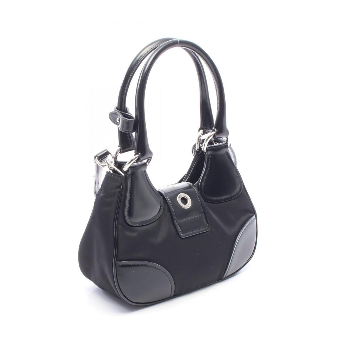 Prada Black Nylon Leather Handbag (Pre-Owned)