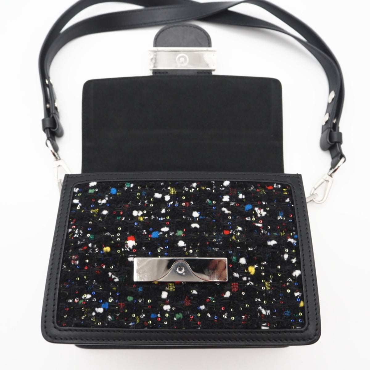 Louis Vuitton Black Multi-Color Tweed Spangles Leather Shoulder Bag (Pre-Owned)