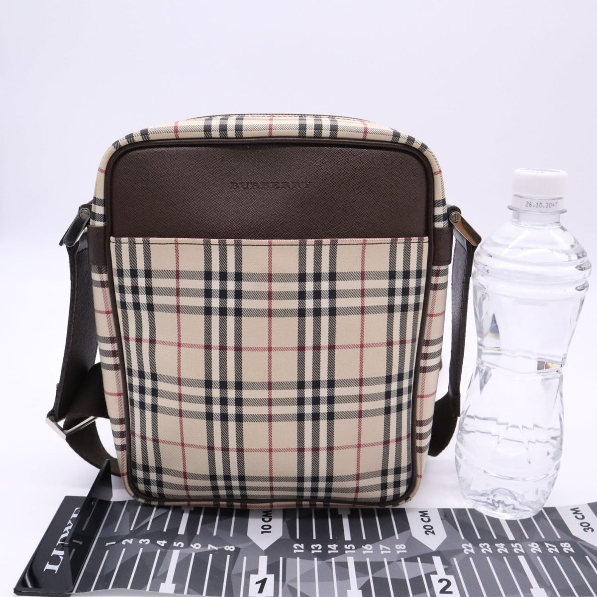 Burberry Beige Brown Multi-Color Canvas Leather Shoulder Bag (Pre-Owned)
