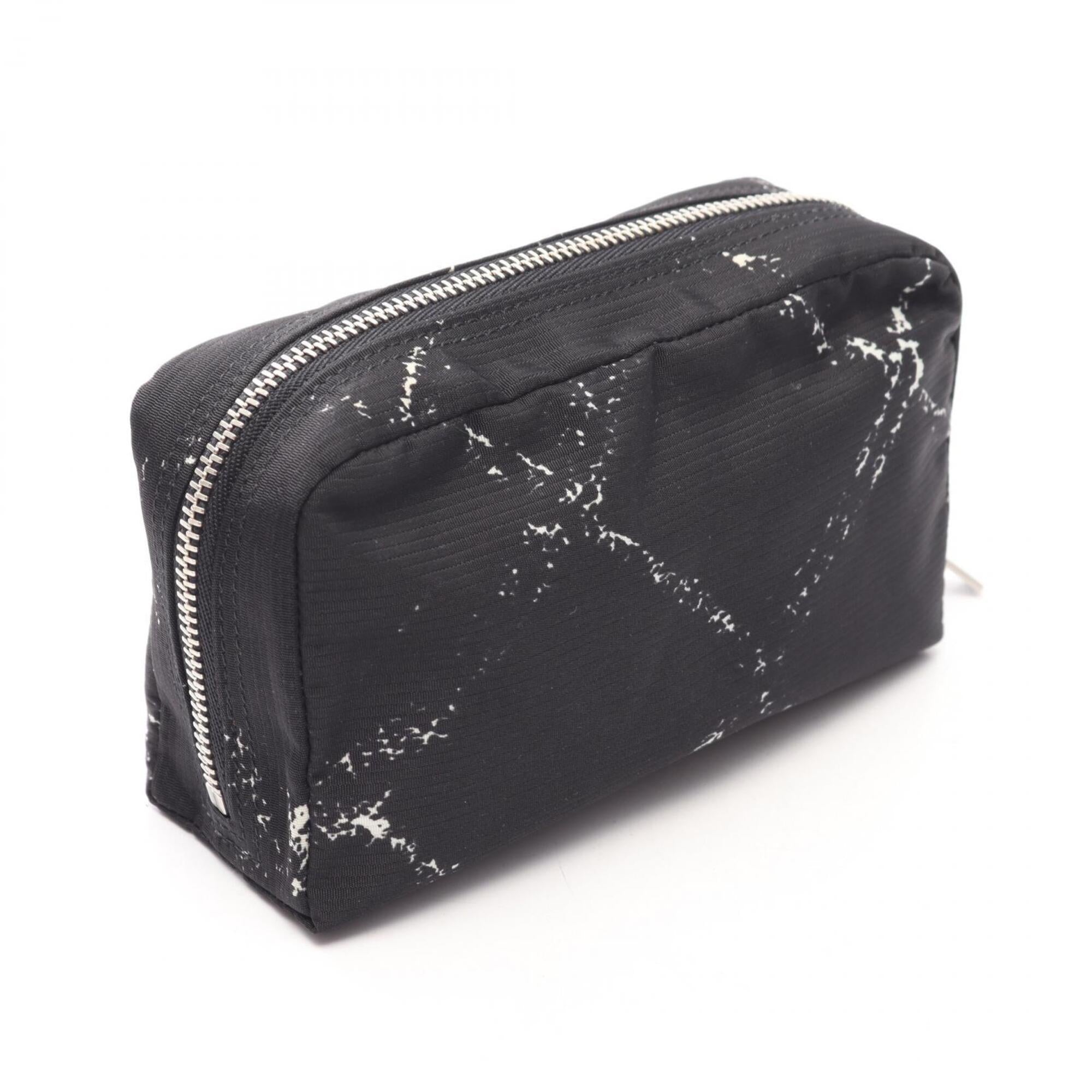 Chanel Black White Nylon Handbag Pouch (Pre-Owned)