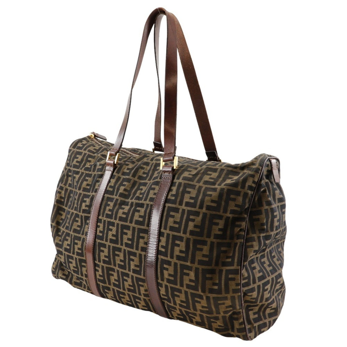 Fendi Zucca Brown Nylon Canvas Boston Bag (Pre-Owned)