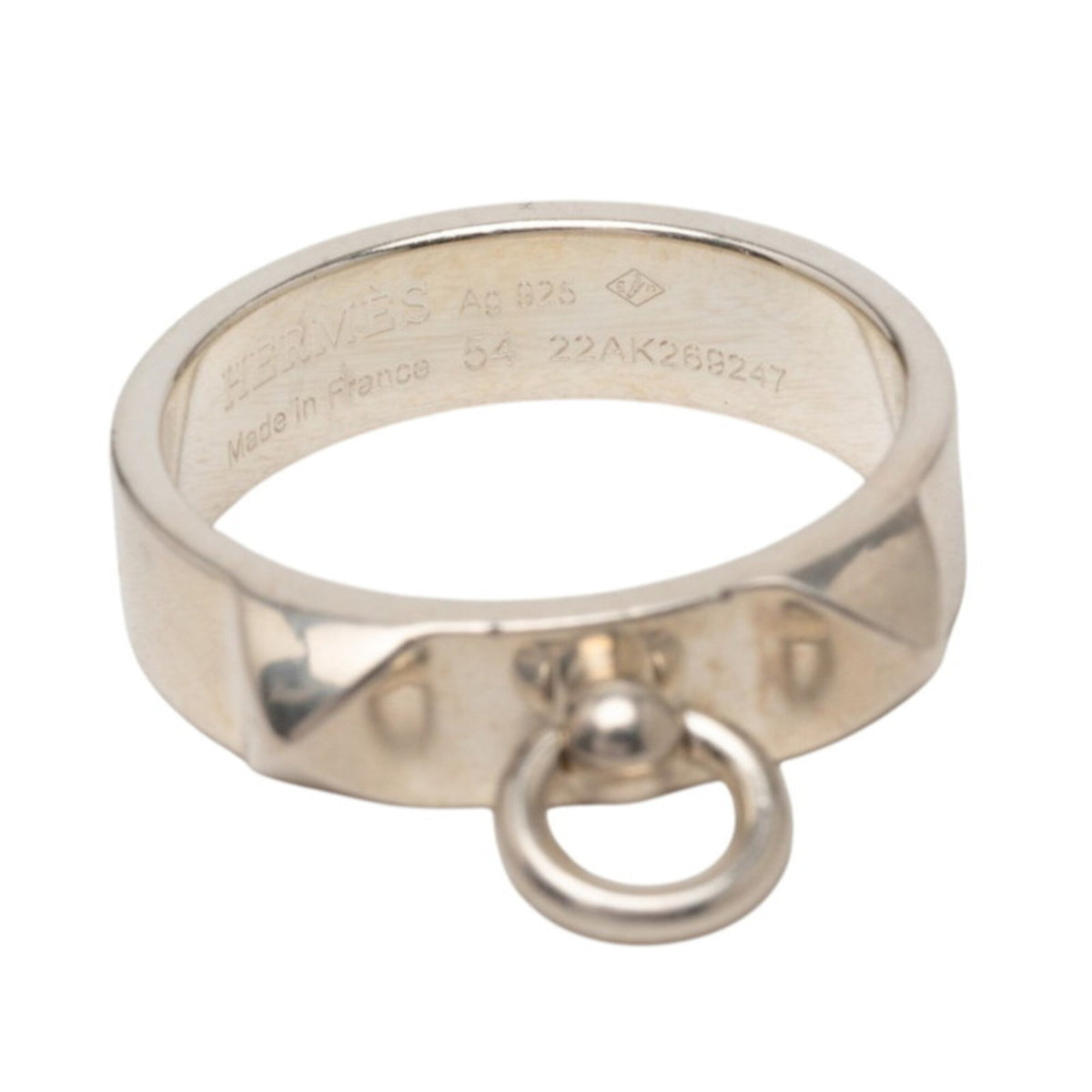 Hermes Cyan Silver 925 Band Ring (Pre-Owned)
