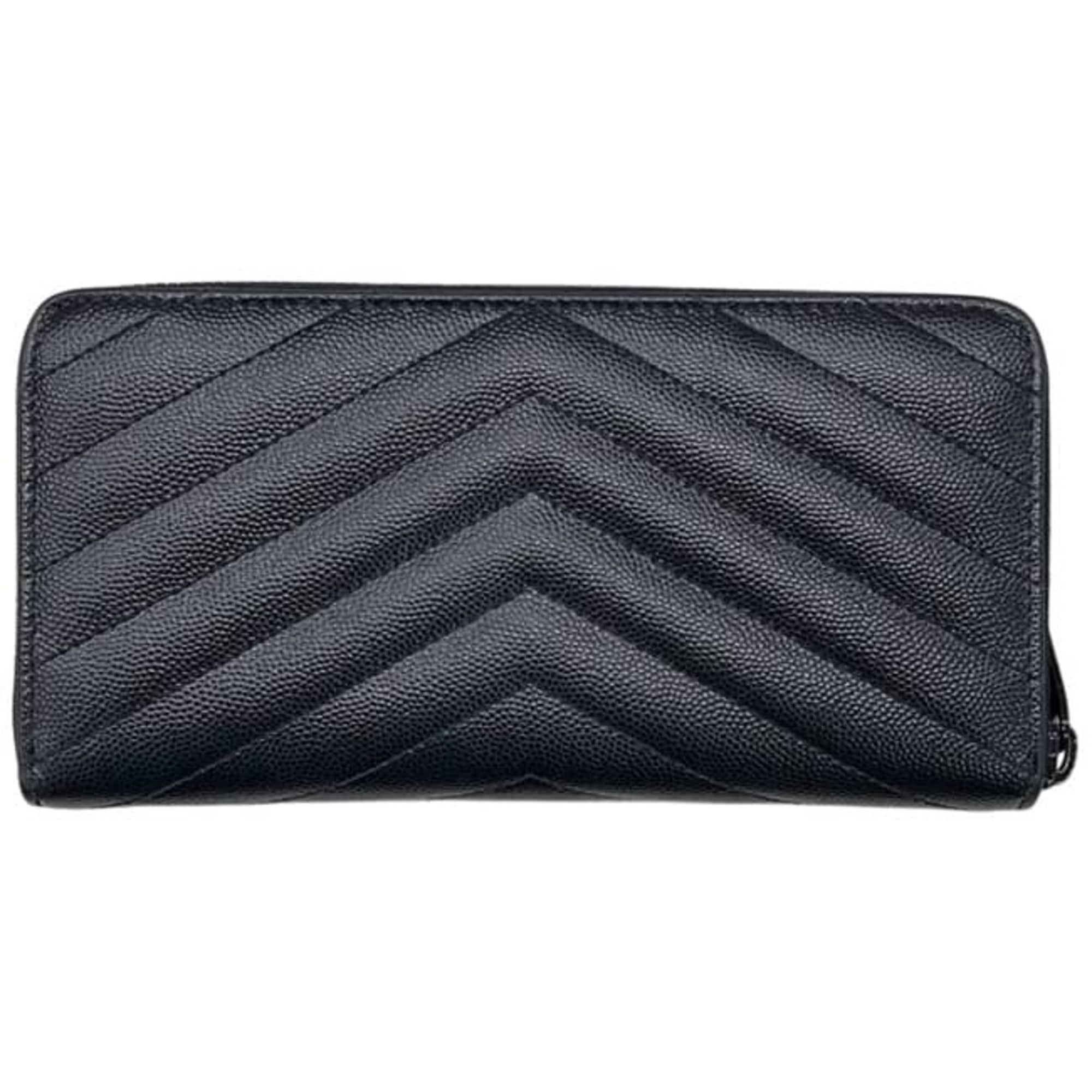 Saint Laurent Black Leather Long Wallet (Bi-Fold) (Pre-Owned)