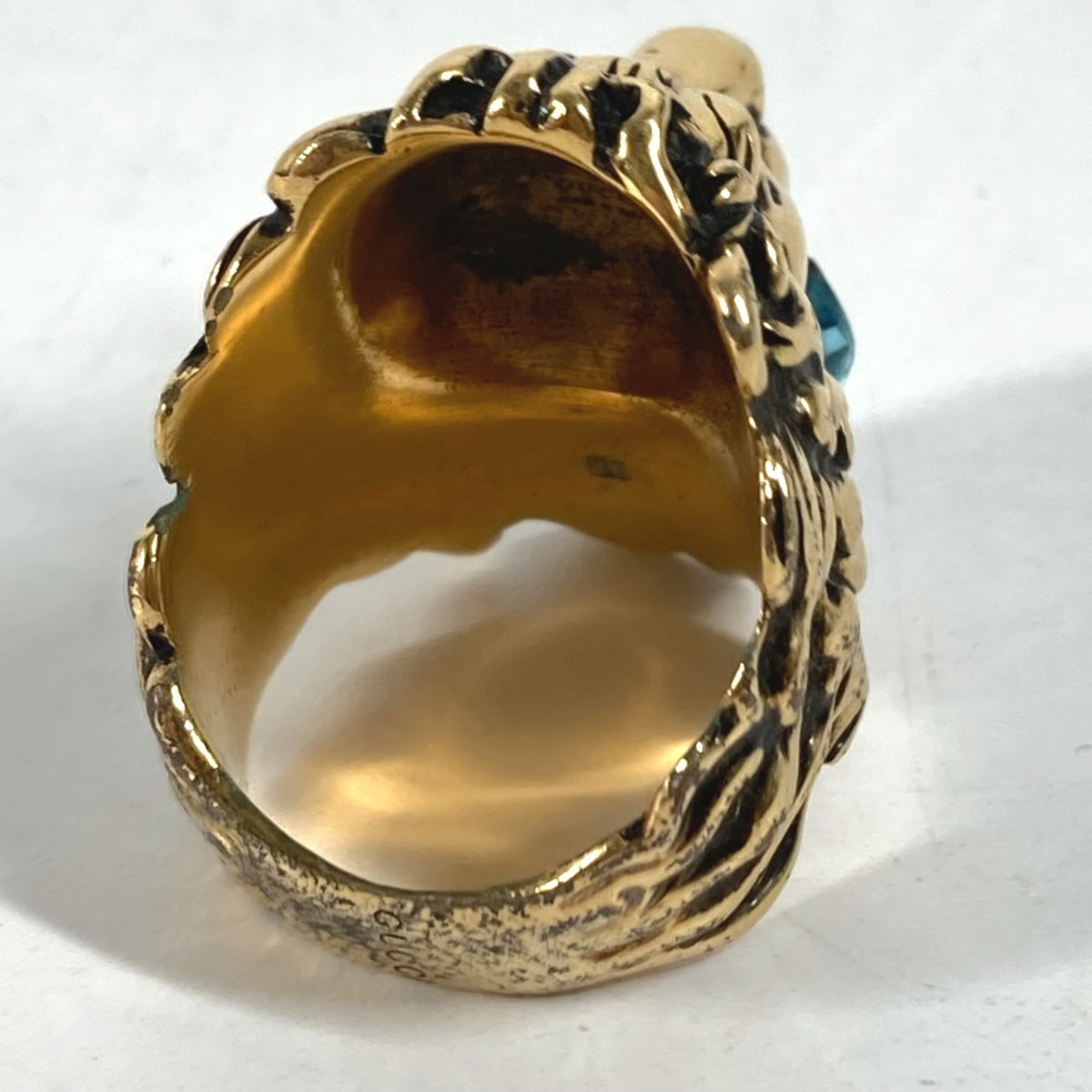 Gucci Gold Light Blue Metal Band Ring (Pre-Owned)