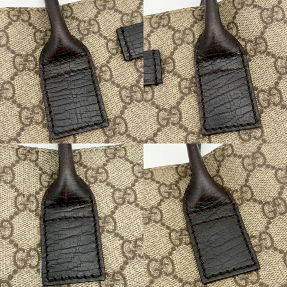 Gucci Beige Dark Brown Pvc Leather Tote Bag (Pre-Owned)