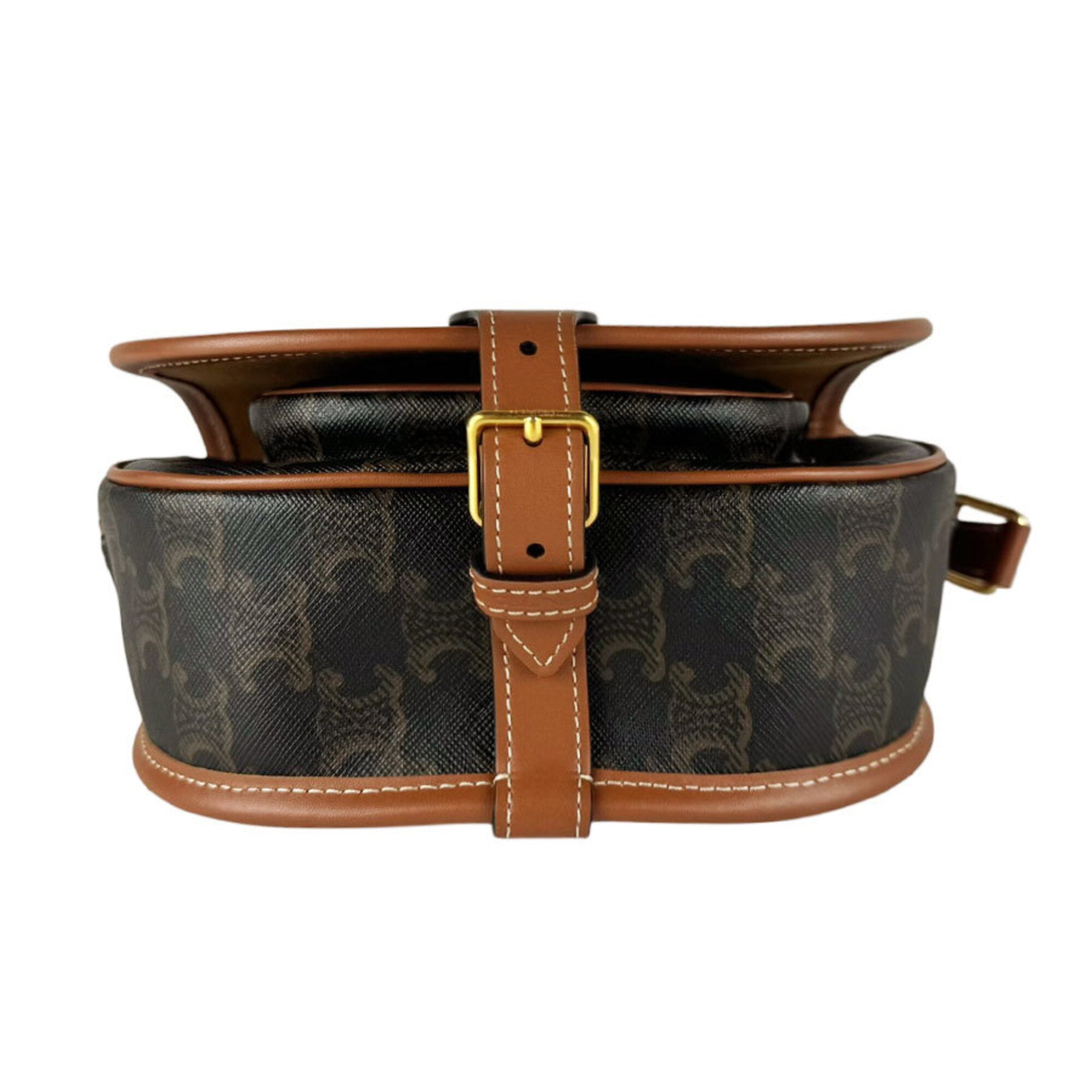 Celine Brown Coated Canvas Shoulder Bag (Pre-Owned)