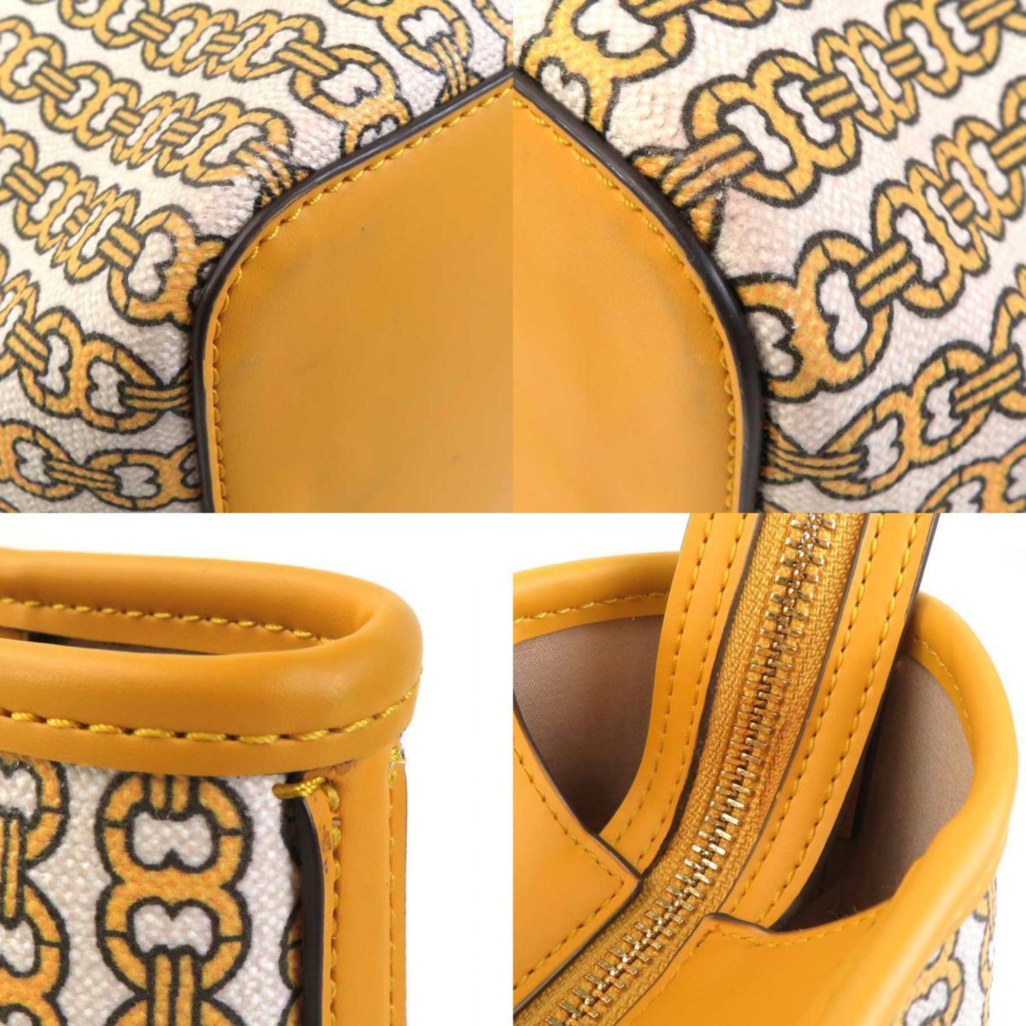 Tory Burch Yellow Coated Canvas Pvc Leather Handbag Shoulder Bag (Pre-Owned)