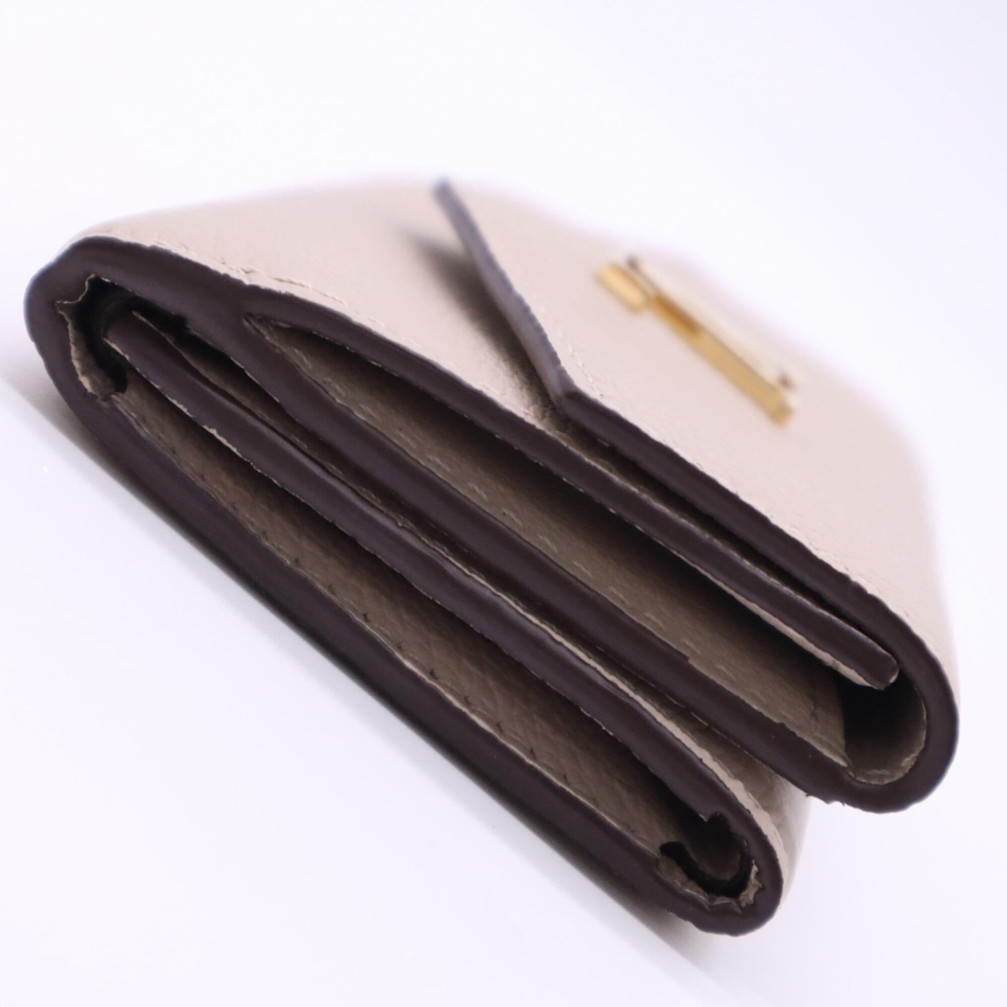 Louis Vuitton Taurillon Beige Leather Wallet (Tri-Fold) (Pre-Owned)