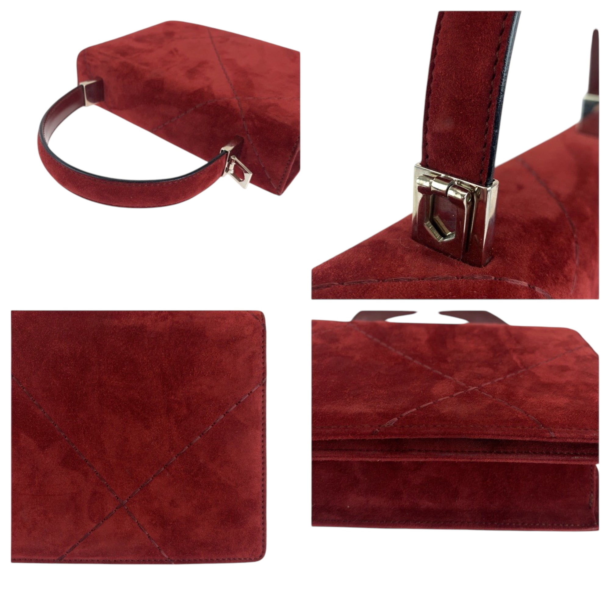 Salvatore Ferragamo Red Color Suede Handbag Shoulder Bag (Pre-Owned)