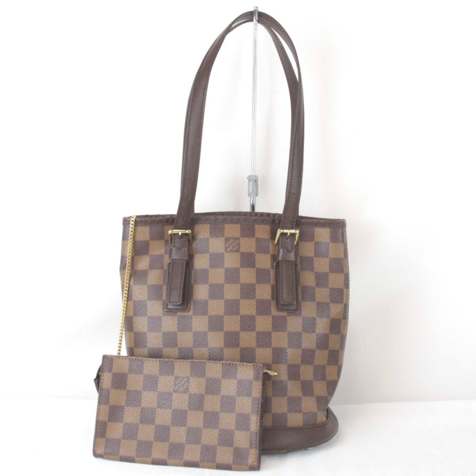 Louis Vuitton Black Damier Canvas Red Color White Damier Canvas Shoulder Bag (Pre-Owned)