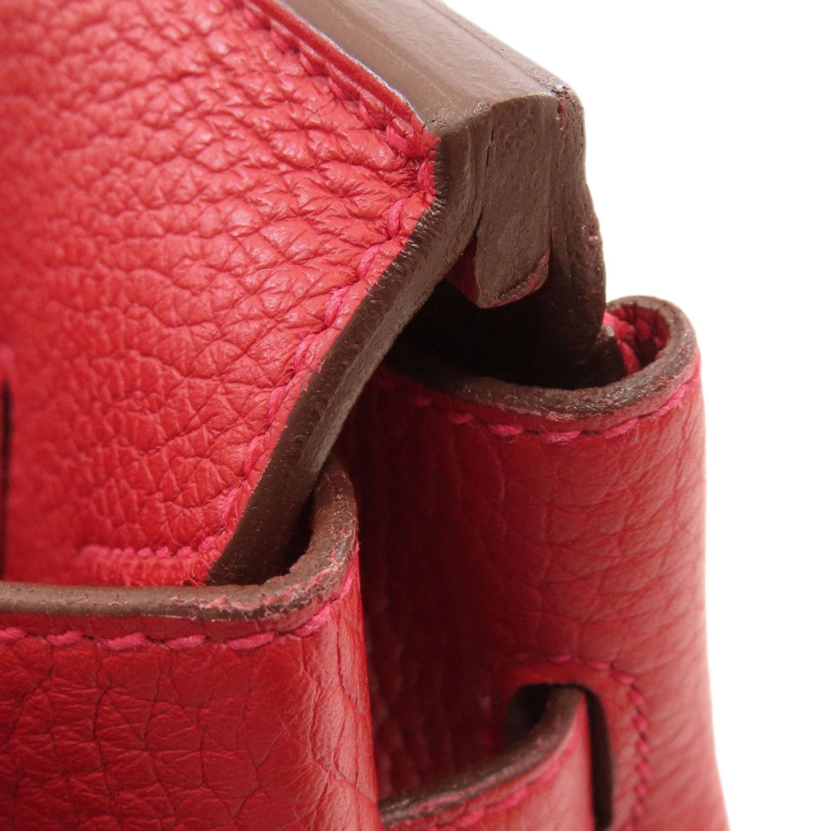 Hermes Red Color Taurillon Clemence Leather Handbag (Pre-Owned)