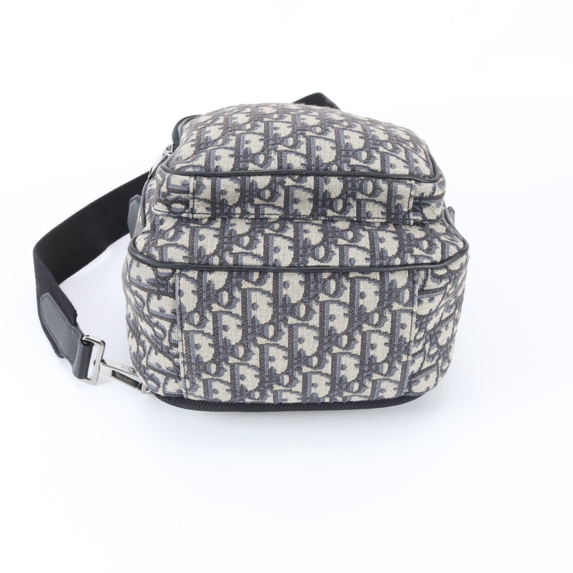 Christian Dior Beige Black Leather Canvas Backpack (Pre-Owned)