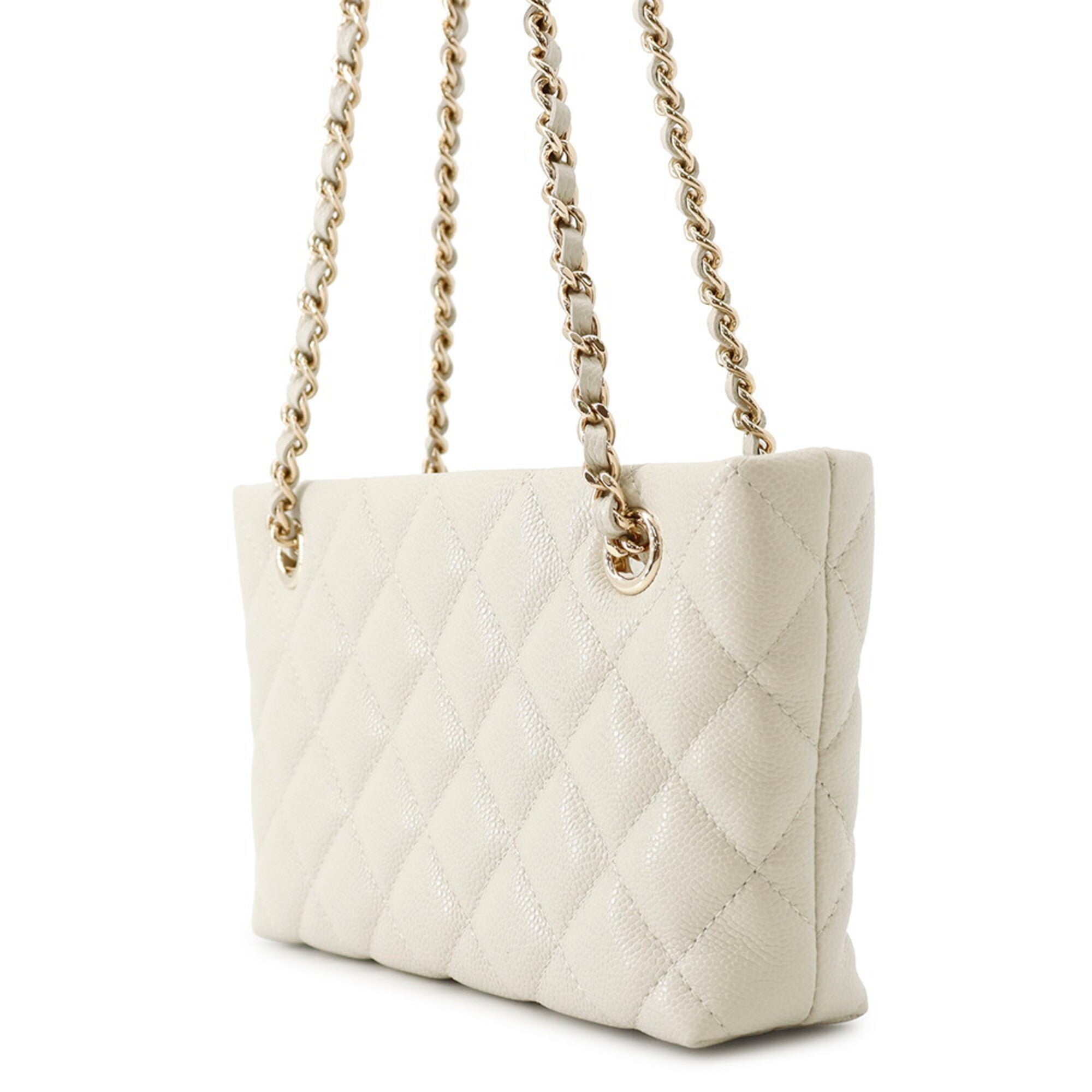 Chanel Matelasse Light Gray Grained Calfskin Handbag Shoulder Bag (Pre-Owned)