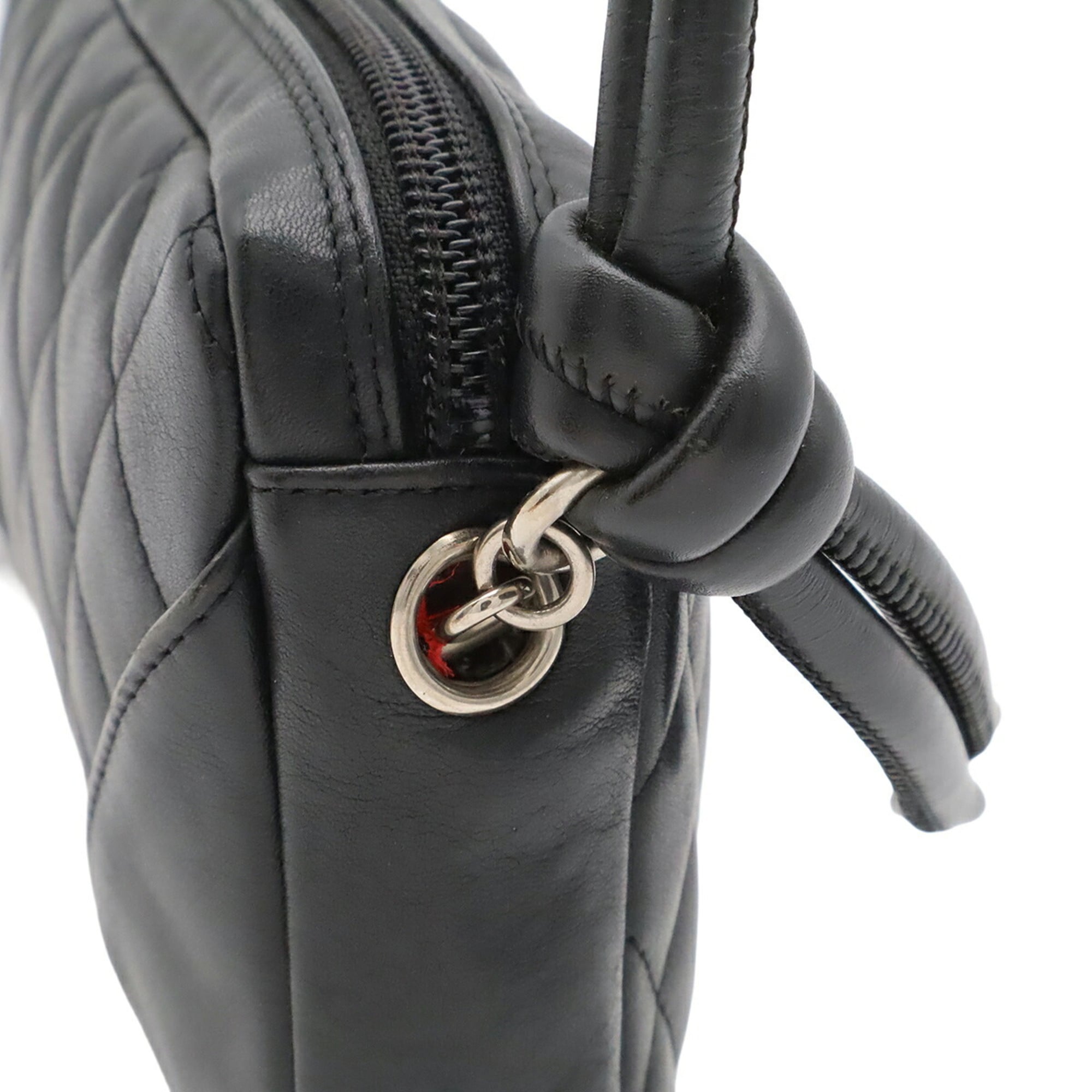Chanel Black Leather Handbag Pouch Shoulder Bag (Pre-Owned)