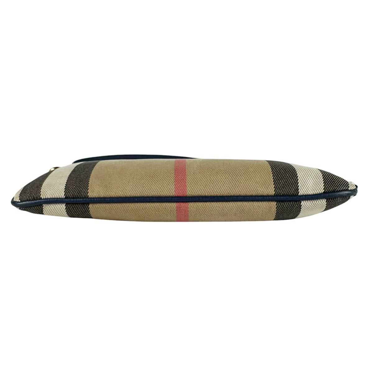 Burberry Beige Navy Canvas Leather Shoulder Bag (Pre-Owned)