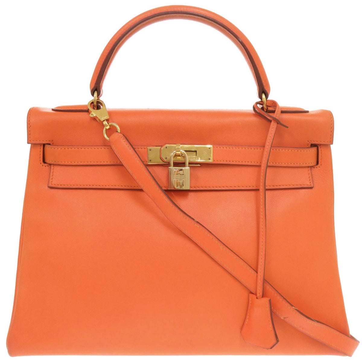 Hermes Orange Gulliver Leather Handbag (Pre-Owned)