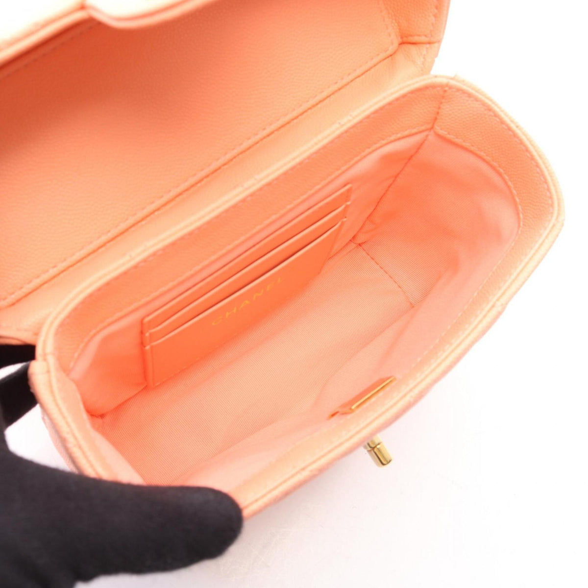 Chanel Pink Grained Calfskin Handbag Shoulder Bag Vanity Bag (Pre-Owned)