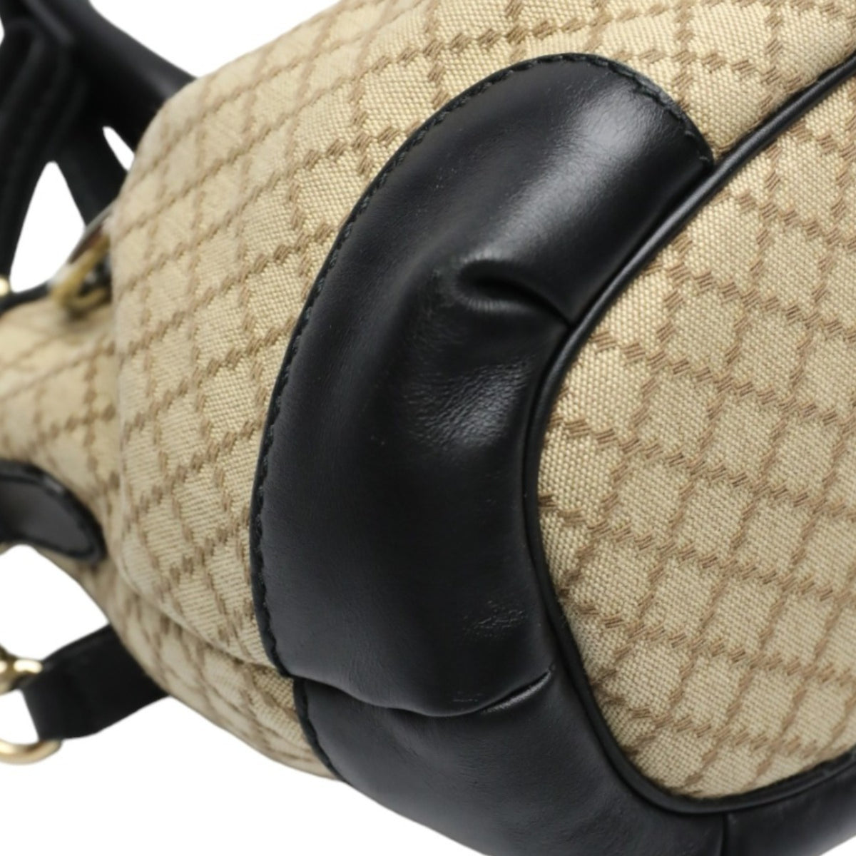 Gucci Beige Black Canvas Shoulder Bag (Pre-Owned)