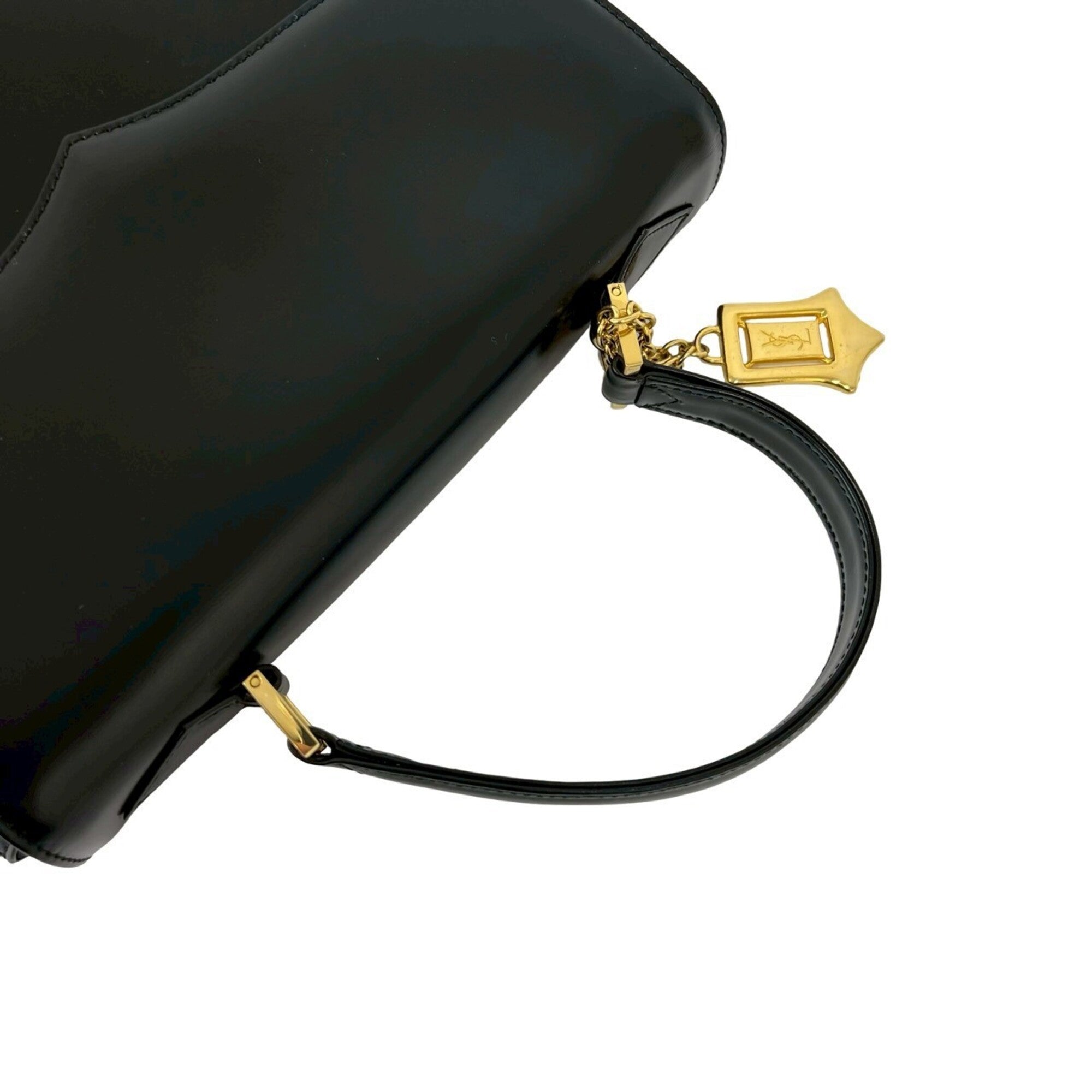 Yves Saint Laurent Black Leather Handbag Tote Bag (Pre-Owned)