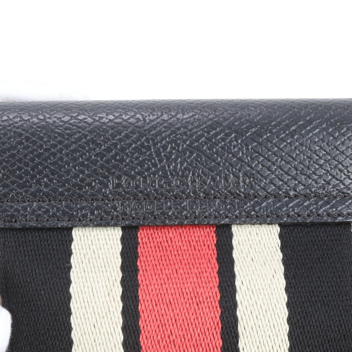 Longchamp Beige Black Leather Canvas Handbag Shoulder Bag Tote Bag (Pre-Owned)