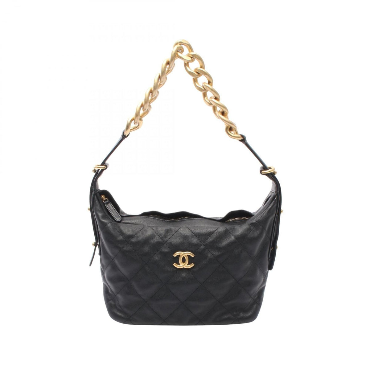 Chanel Black Leather Handbag Shoulder Bag (Pre-Owned)