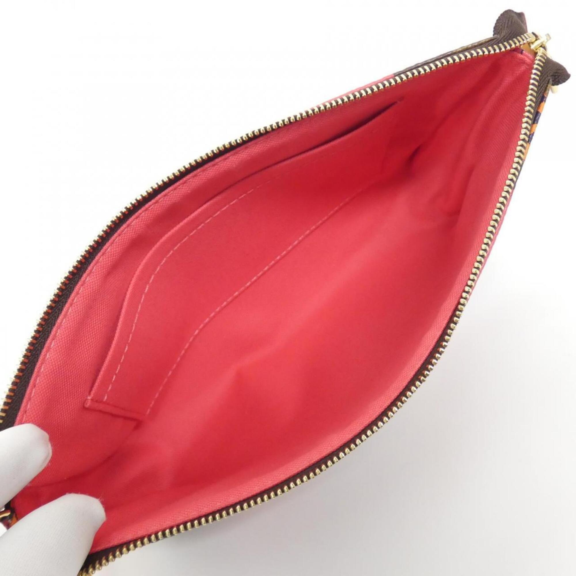 Louis Vuitton Marron Coated Canvas Pochette Pouch (Pre-Owned)
