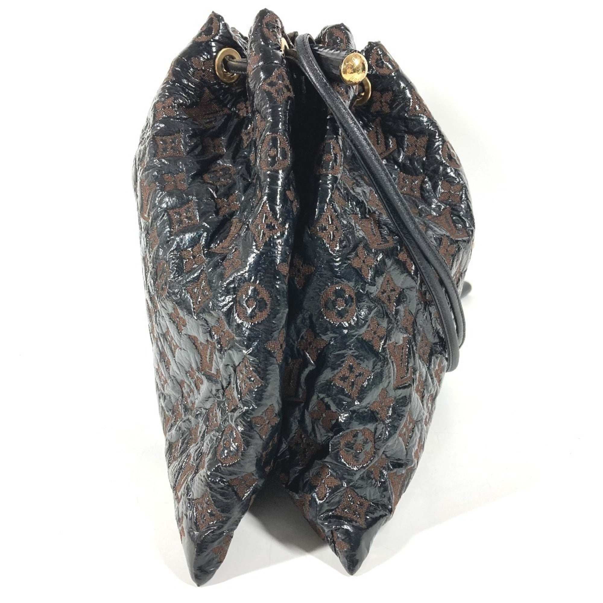 Louis Vuitton Black Brown Leather Canvas Vinyl Shoulder Bag Tote Bag (Pre-Owned)