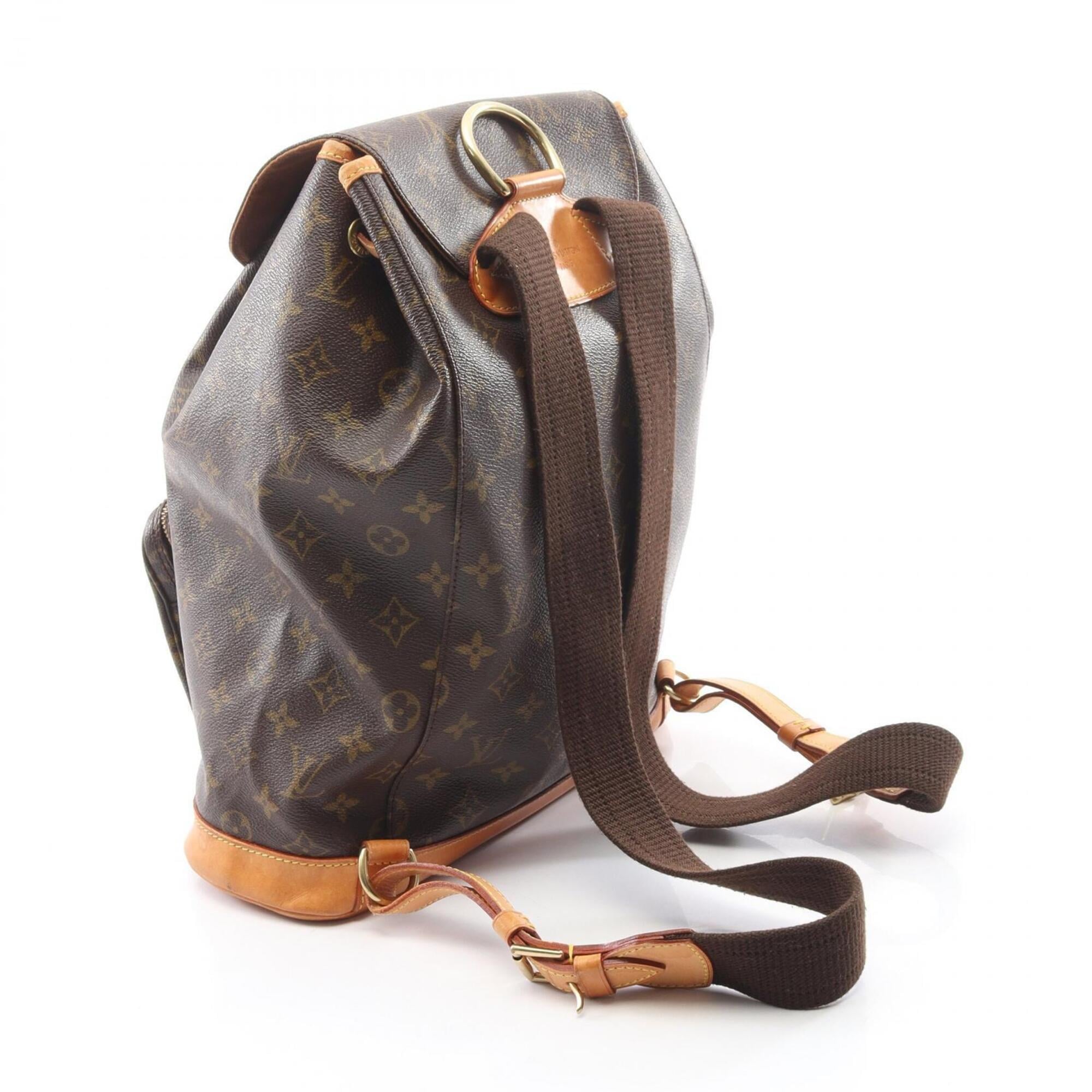 Louis Vuitton Brown Monogram Coated Canvas Leather Backpack (Pre-Owned)