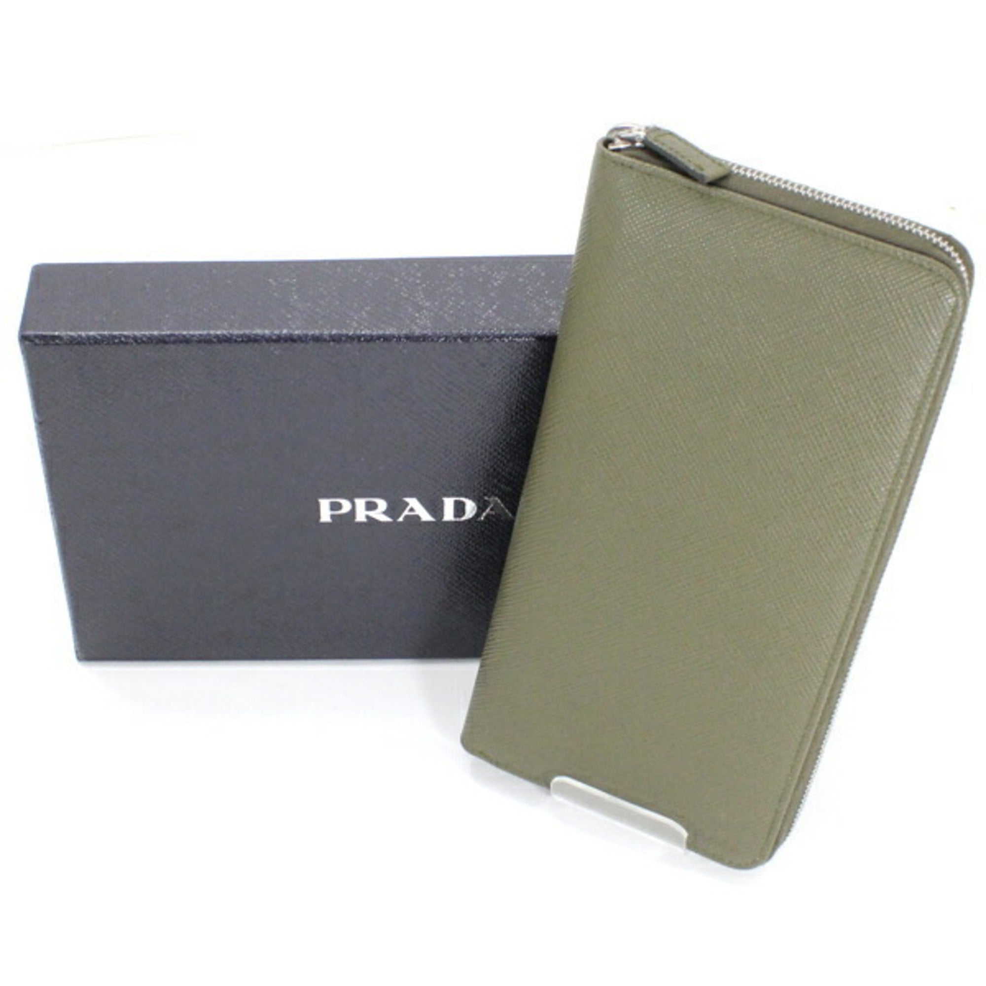 Prada Khaki Saffiano Long Wallet (Bi-Fold) (Pre-Owned)