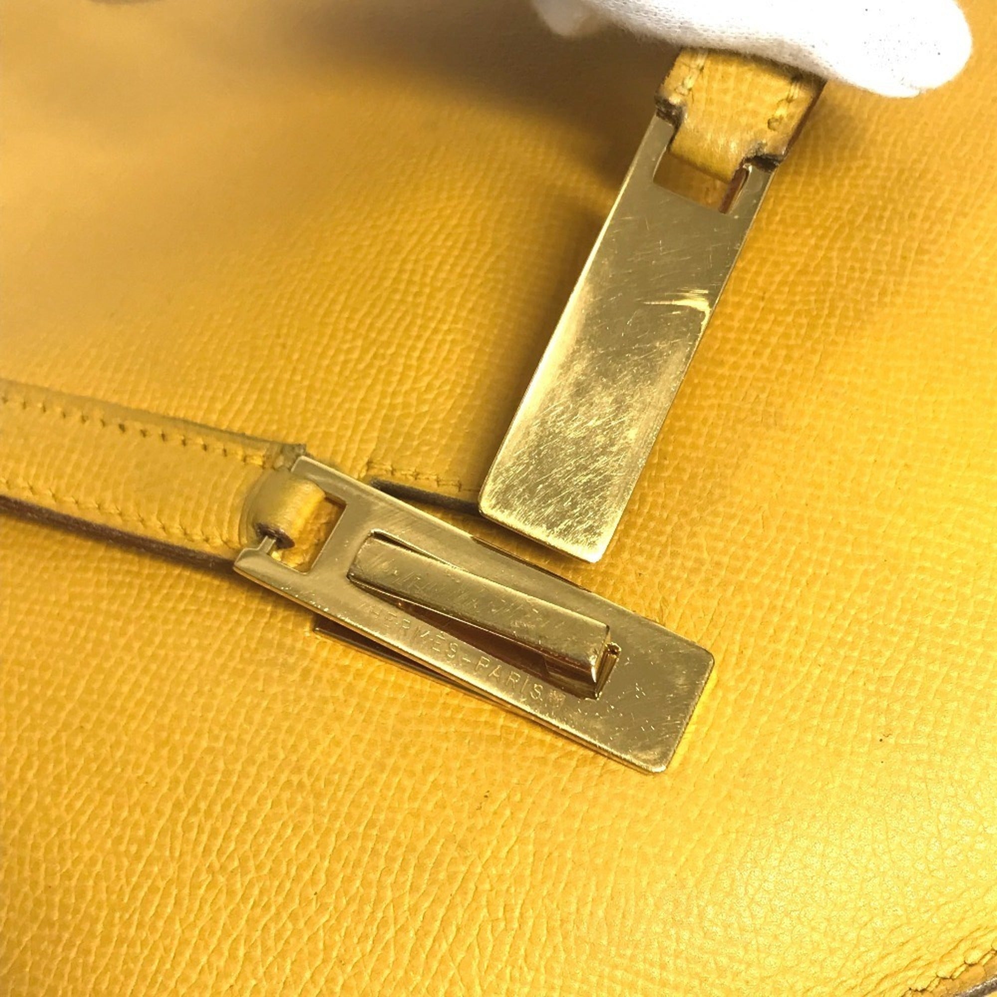 Hermes Yellow Courchevel Leather Briefcase Handbag (Pre-Owned)