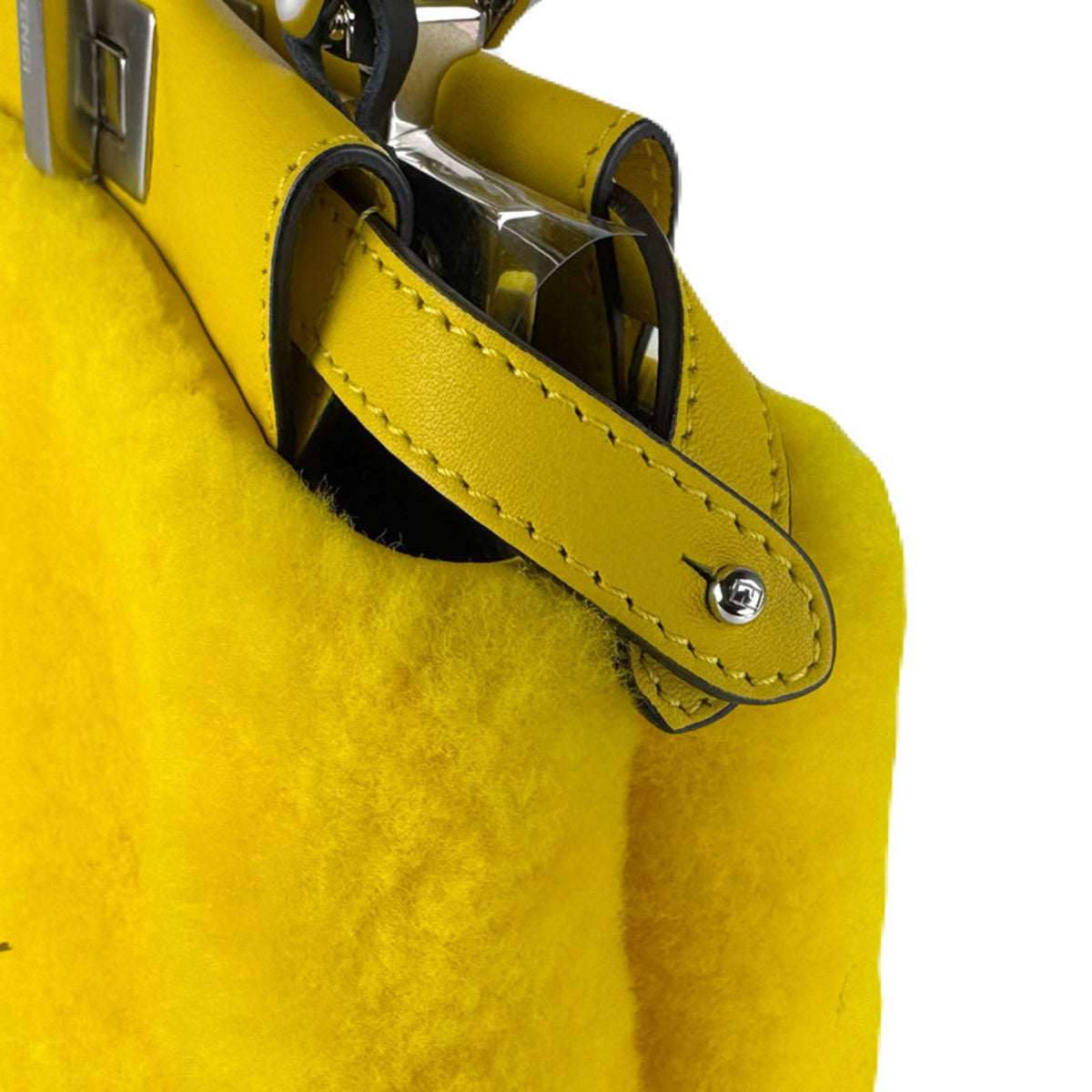 Fendi Yellow Fur Handbag Shoulder Bag (Pre-Owned)