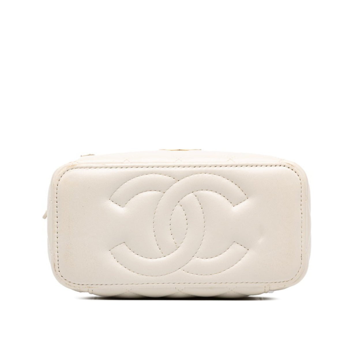 Chanel White Leather Shoulder Bag Vanity Bag (Pre-Owned)